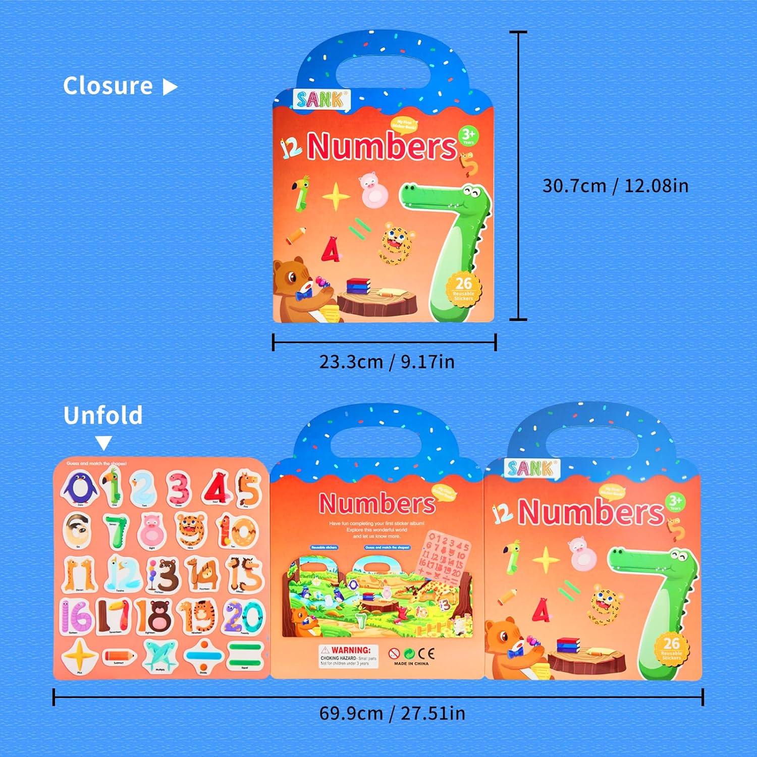 Sank Libro silencioso portátil de gelatina, libro ocupado para niños pequeños, 6 temas de actividades de aprendizaje preescolar, libro silencioso,