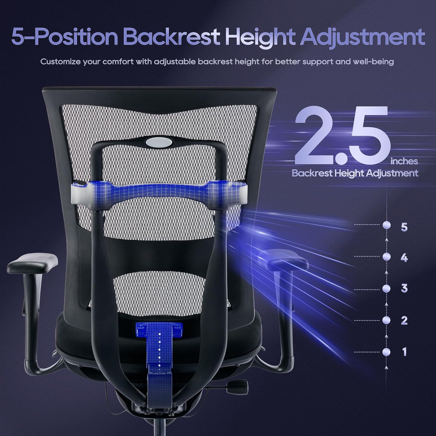 Silla de oficina grande y alta de 450 libras con asiento ancho, silla de malla ergonómica de alta resistencia, escritorio ejecutivo para computadora