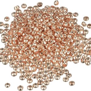 uxcell 1000 cuentas redondas de crimpado, cuentas espaciadoras de extremo de crimpado de 0.079in para hacer pulseras, joyas, oro rosa uxcell 1000 cuentas redondas de crimpado, cuentas espaciadoras de extremo de crimpado de 0.079in para hacer pulseras, joyas, oro rosa