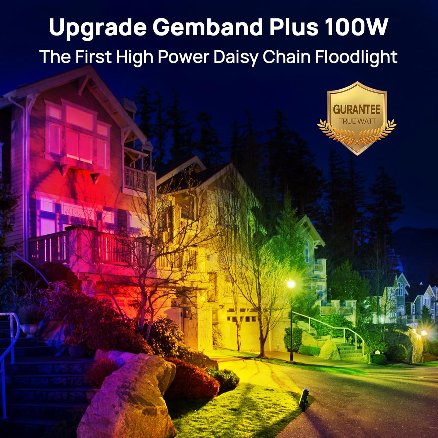 USTELLAR RGBW – Luz de inundación para exteriores, luces inteligentes WiFi para exteriores que cambian de color + blanco cálido 2700K, control total