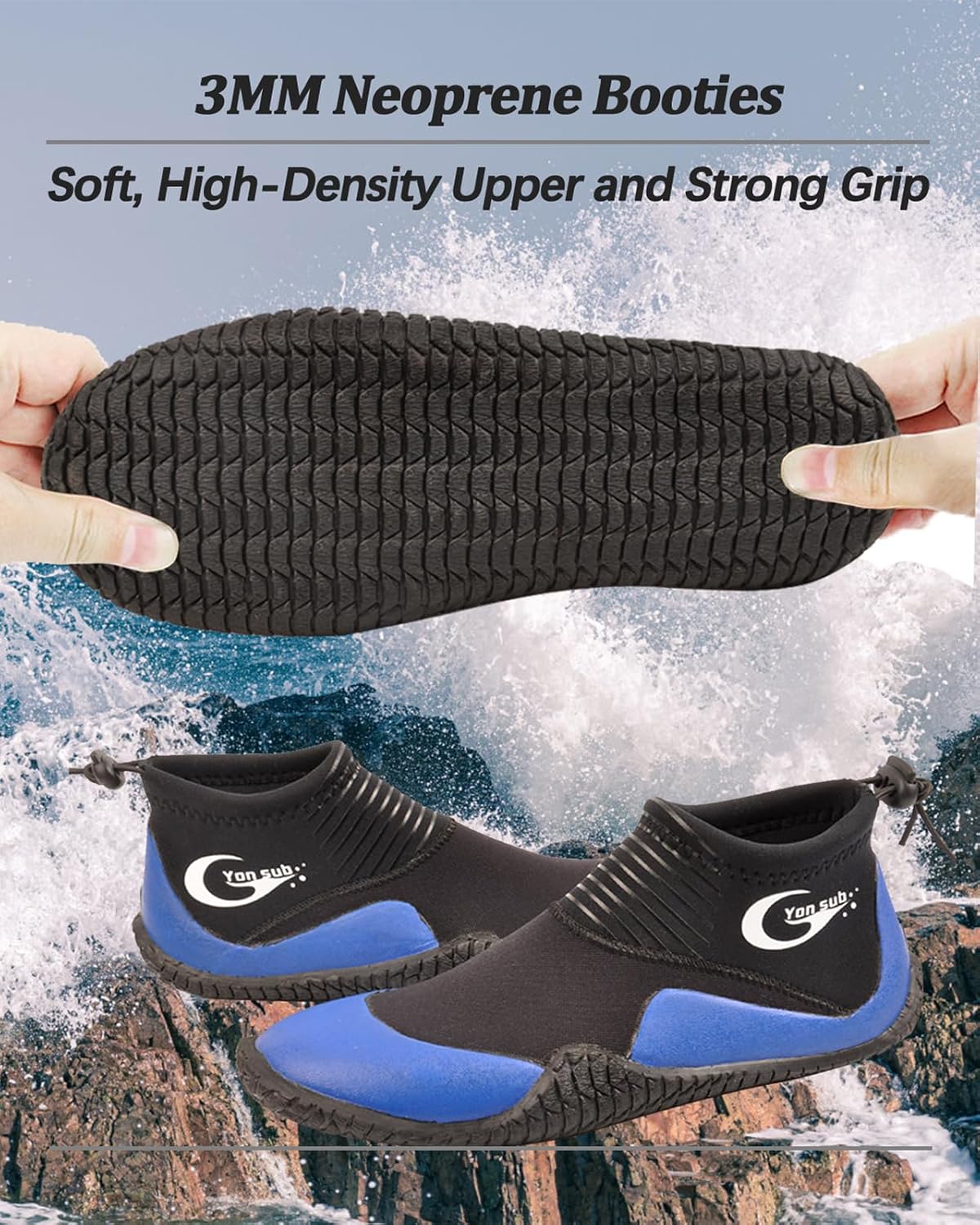 Botas de buceo de neopreno, botas de buceo, surf, para hombres y mujeres, 0.118 in, botas de vela con suela de goma antideslizante de alta calidad