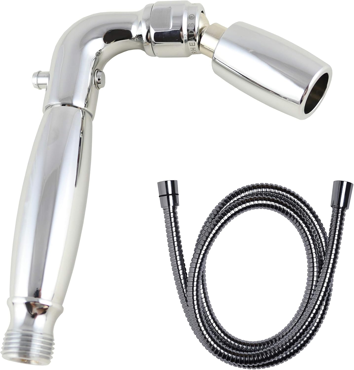 Cabezal de ducha de mano de metal sólido de High Sierra con válvula de goteo y manguera de metal de 72 pulgadas con tubo interior de silicona. Flujo