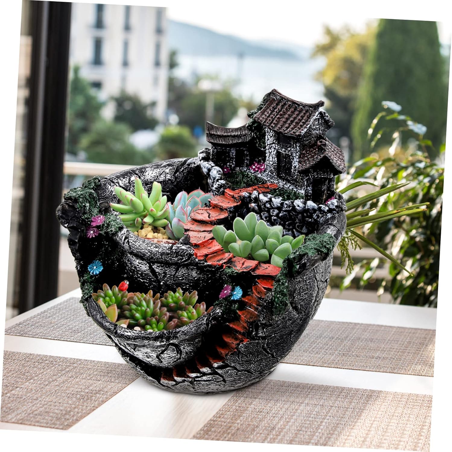 GANAZONO Arreglos florales de imitación, pequeñas plantas suculentas vivas para interiores, caja de plantas novedosas, maceta de jardín de hadas,