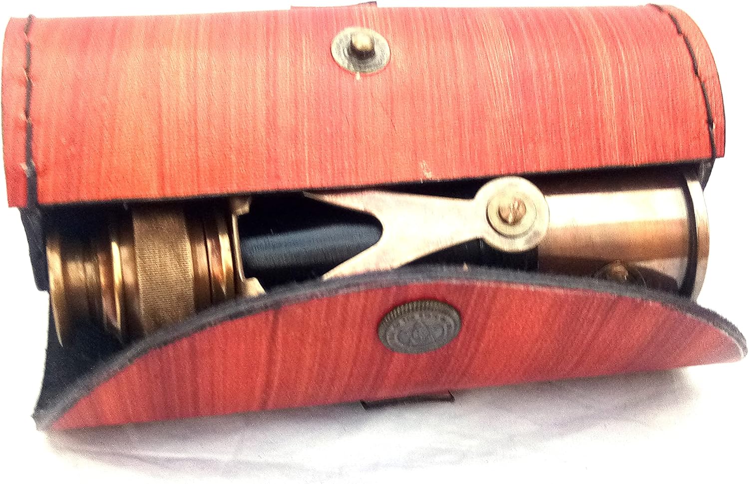 SIFAAT WORLD Latón náutico antiguo hecho para Royal Navy London-1917 monocular con funda protectora de cuero (réplica)