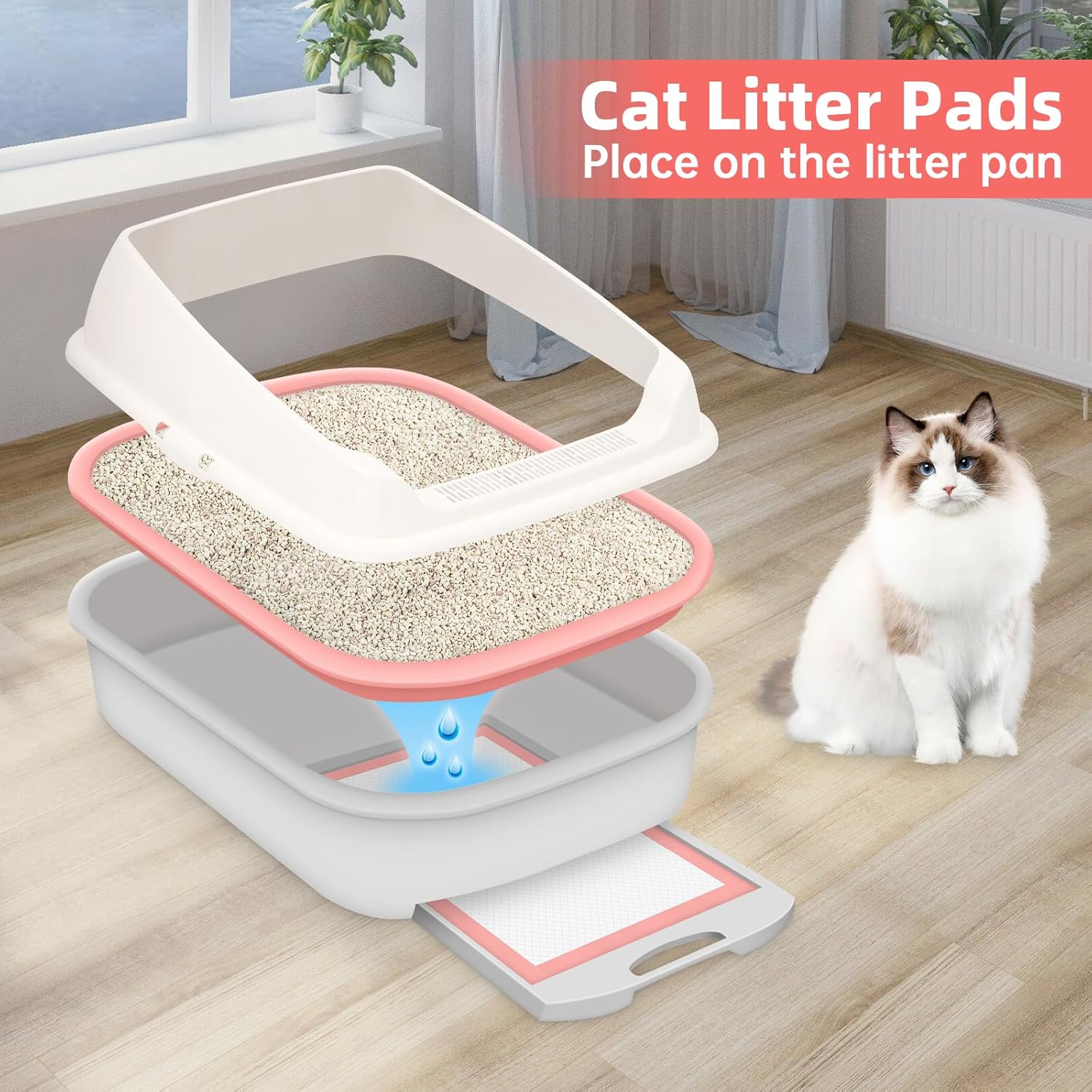 50 almohadillas desechables de arena para gatos de 17.7 x 13 pulgadas, para repuestos compatibles con arena para gatos, para cajas de arena para