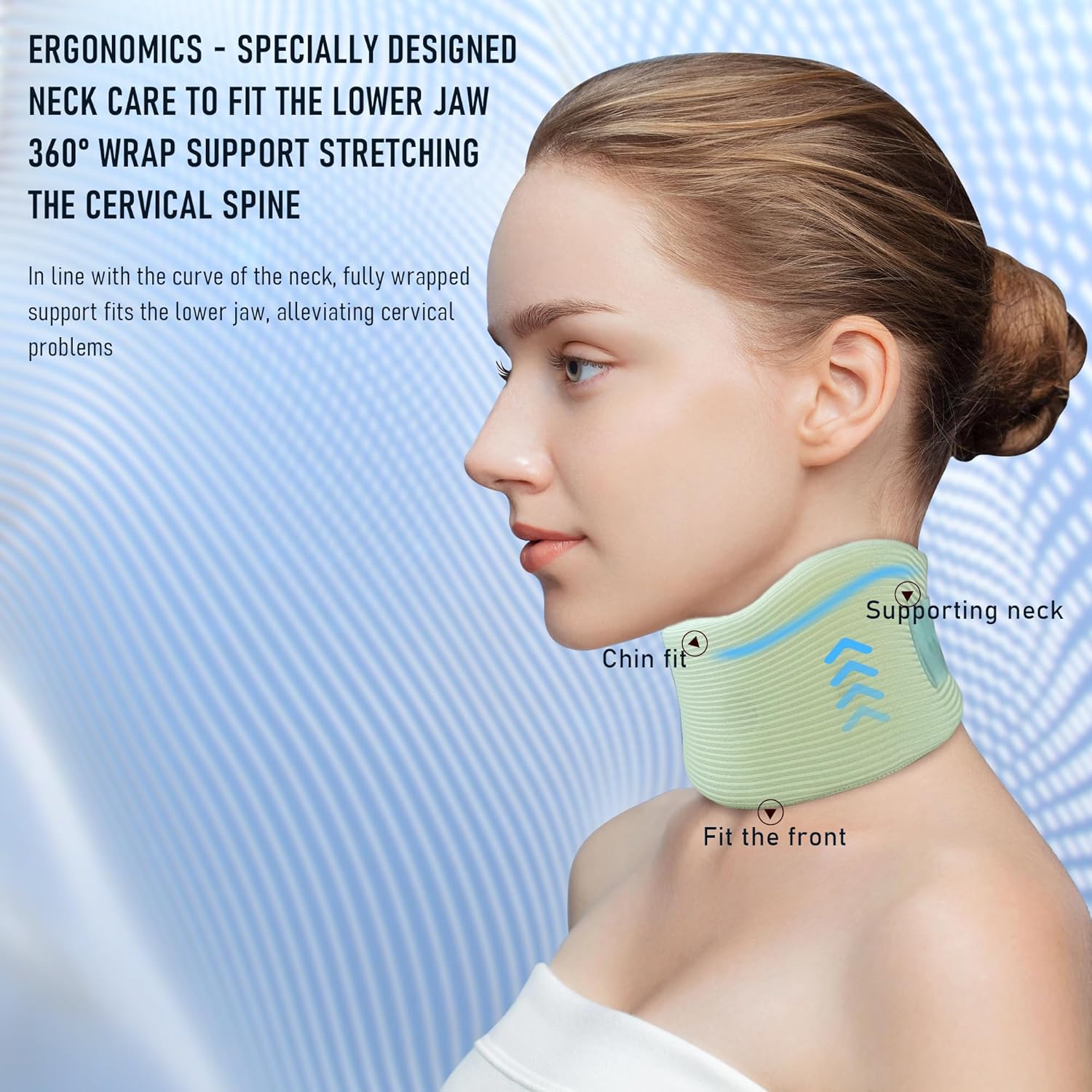 Cuello cervical de espuma transpirable para dormir y aliviar el dolor de cuello, soporte ergonómico ajustable y suave para el cuello y corrector de