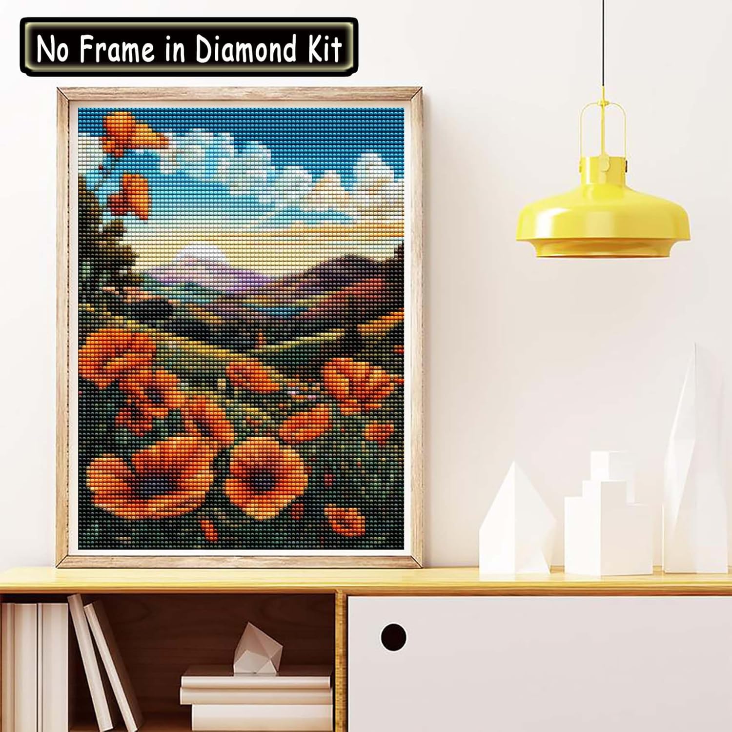 Cuneai – Kit de pintura de diamante 5D para bricolaje, amapola, taladro redondo por número, manualidades de flores, bordado de cristal para