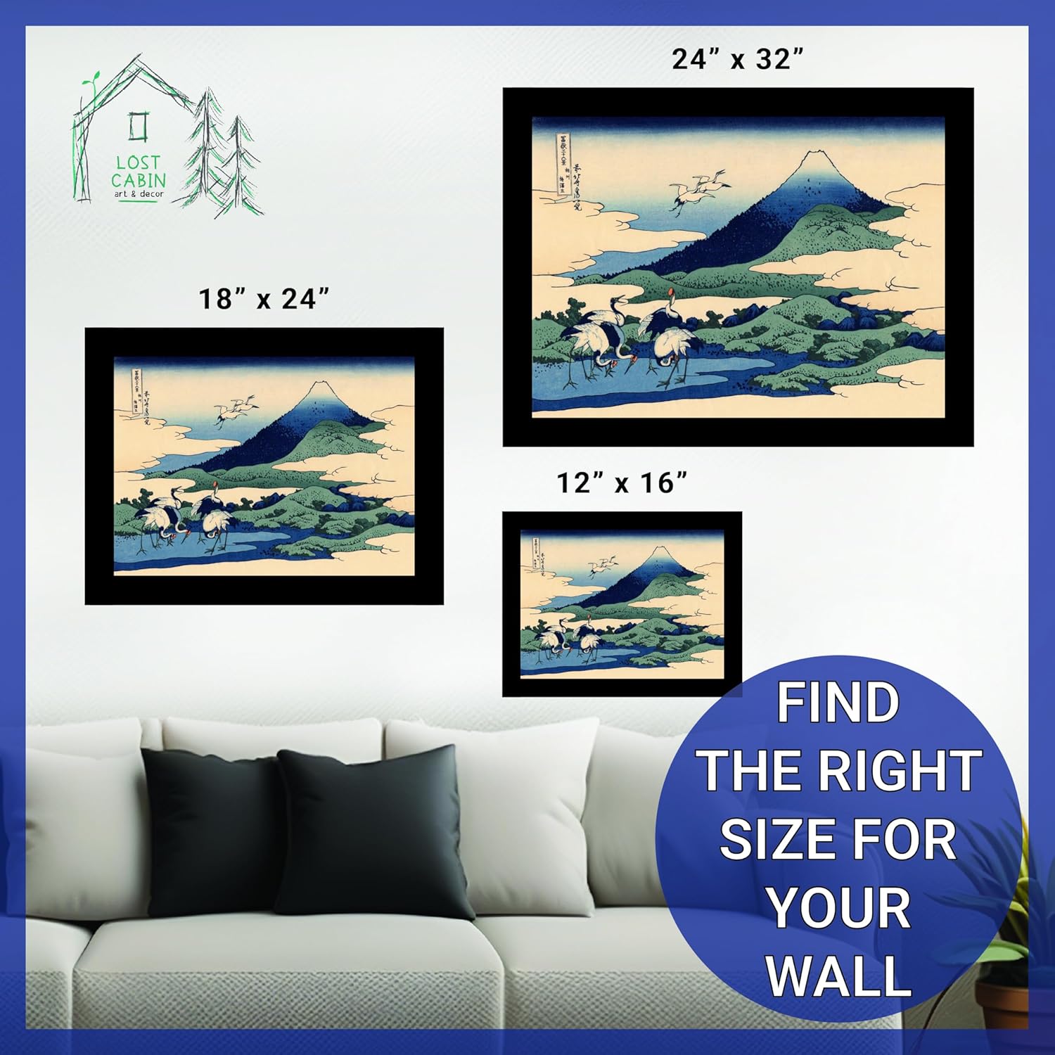 Cabaña perdida dividida en la provincia de Sagami por Katsushika Hokusai  Impresión en marco plano negro  Reproducción de pinturas de obras de arte