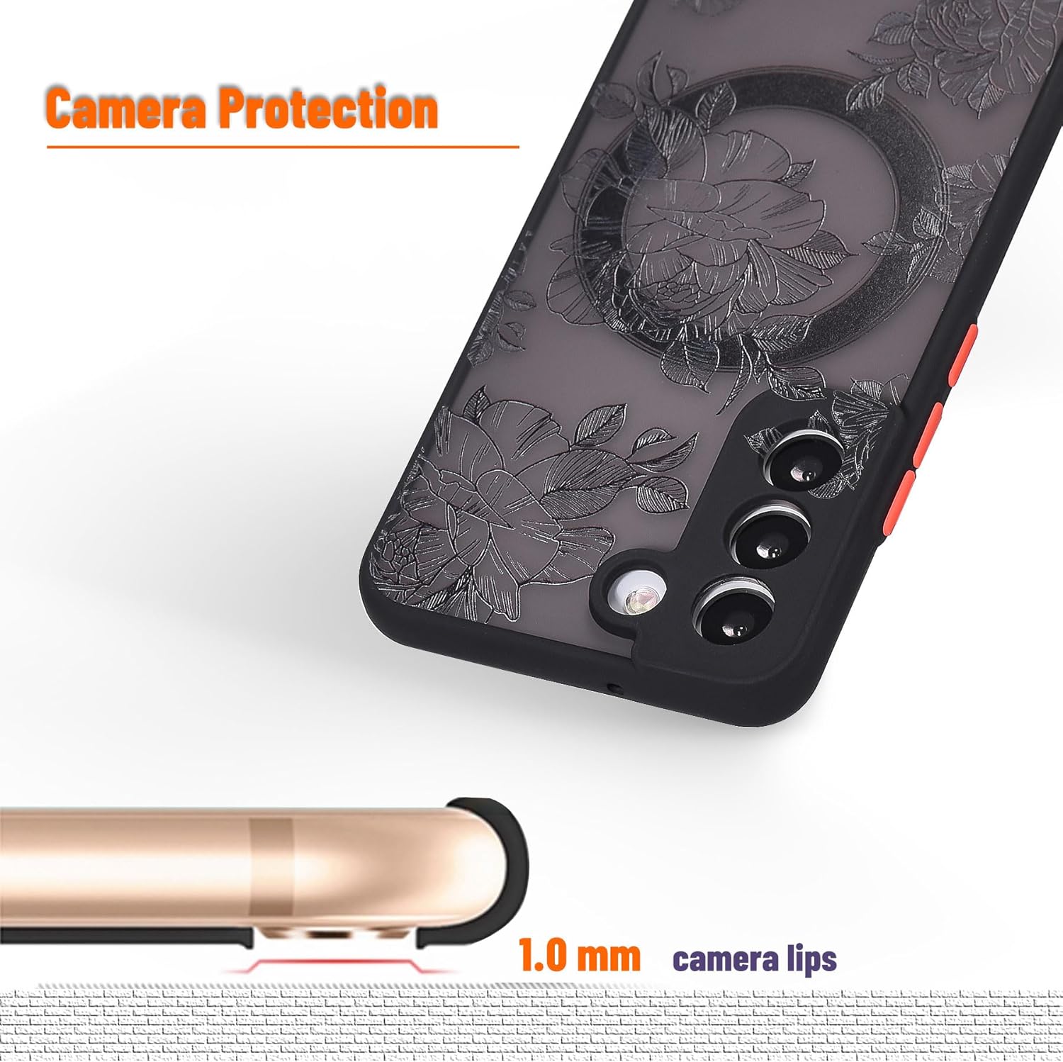Funda magnética para Samsung Galaxy S21, ajuste delgado, diseño floral rosa, funda magnética para Samsung Galaxy S21, marco suave, botón sensible en