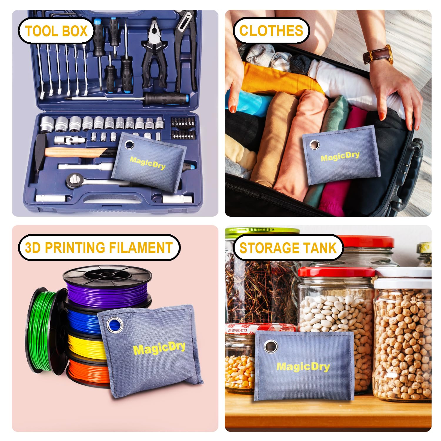 Paquetes de 8 desecantes recargables de 3.53 onzas con gancho, bolsa colgante absorbente de humedad, paquetes desecantes de gel de sílice,