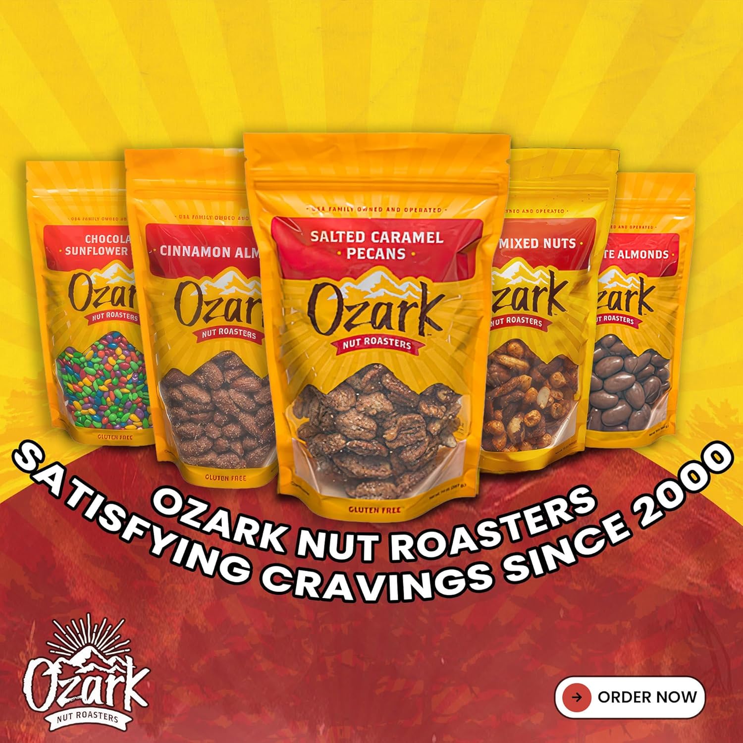 OZARK NUT ROASTERS, Semillas de girasol de chocolate, nueces saborizadas, maní confitado gourmet de clase mundial, paquete resellable (16.0 onzas)