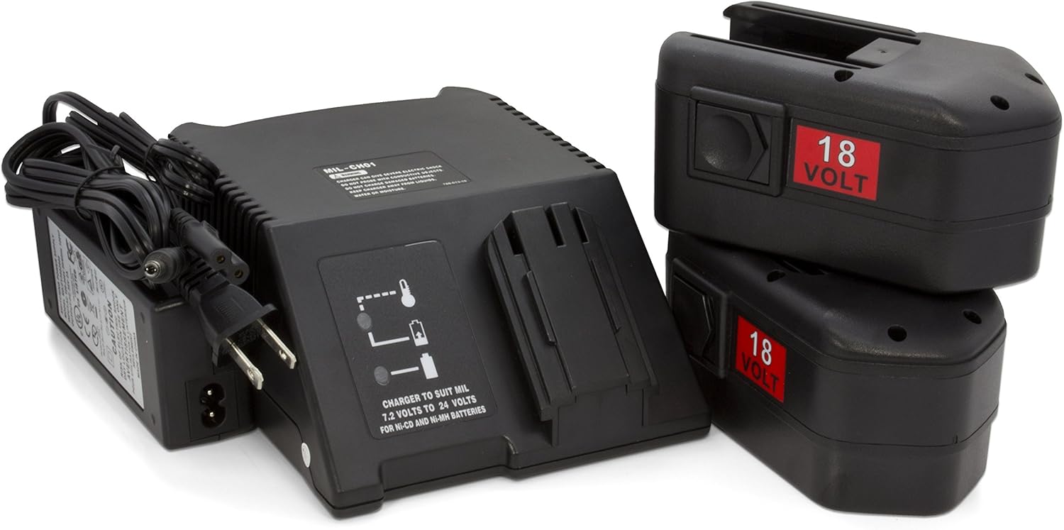 ExpertPower Batería extendida NiMh de 18 V 3300 mAh para batería Milwaukee 48-11-2200 48-11-2230 48-11-2232 (2 baterías + 1 cargador)