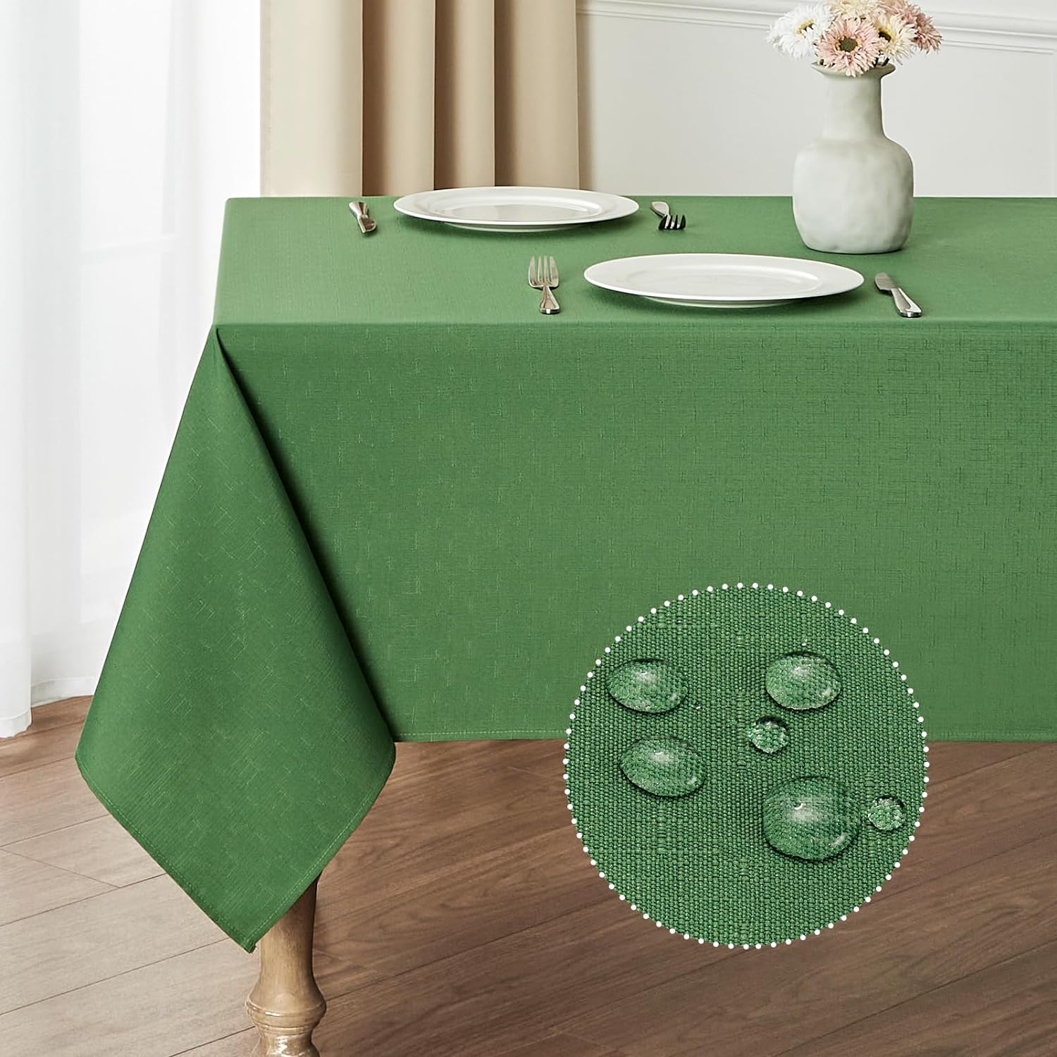 Mantel rectangular impermeable de 52 x 70 pulgadas, mantel texturizado de lino, resistente a las manchas y a las arrugas, lavable, mantel de tela