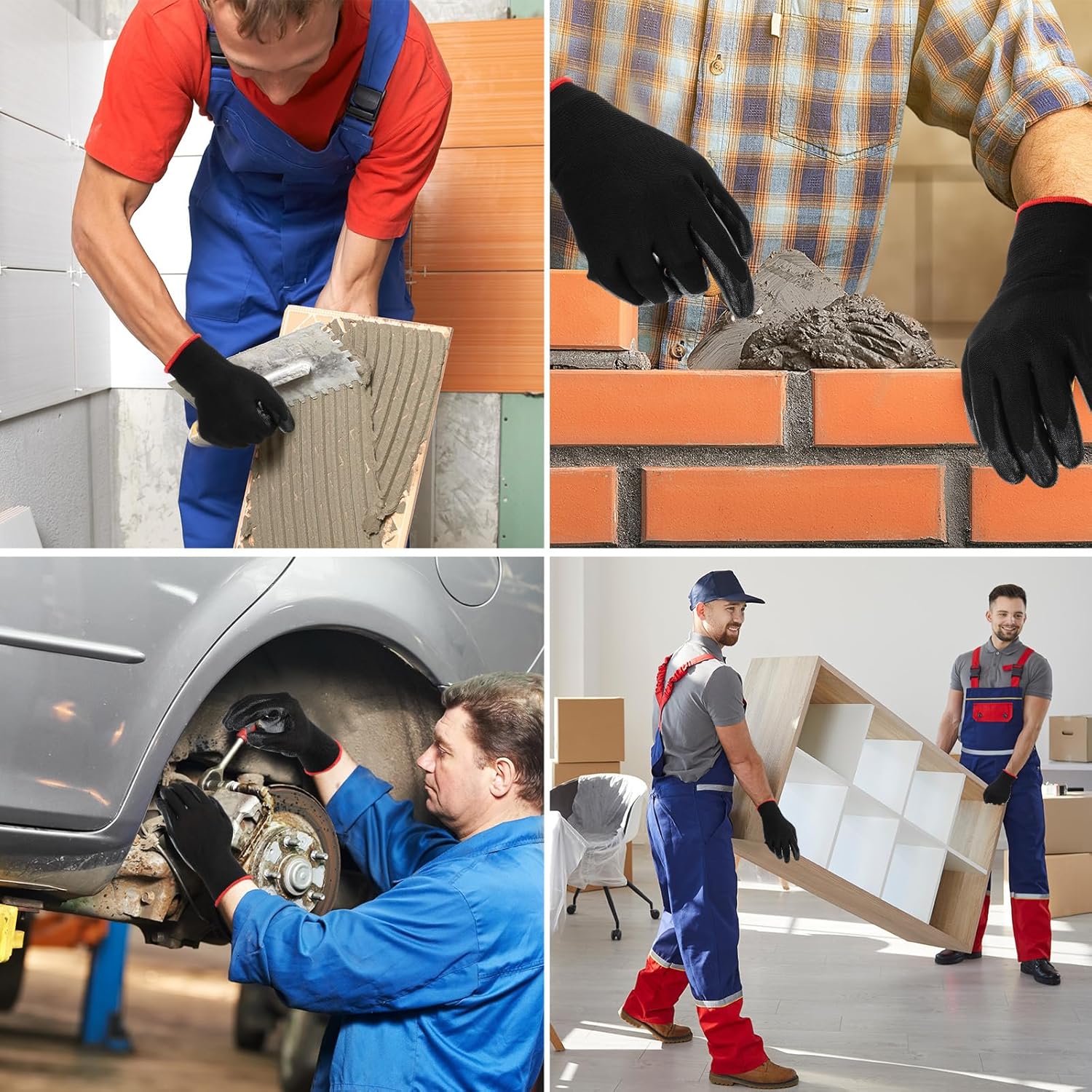 Xtinmee 50 pares de guantes de trabajo para hombres para pantalla táctil, guantes de nitrilo recubiertos de palma de nailon, guantes de trabajo de