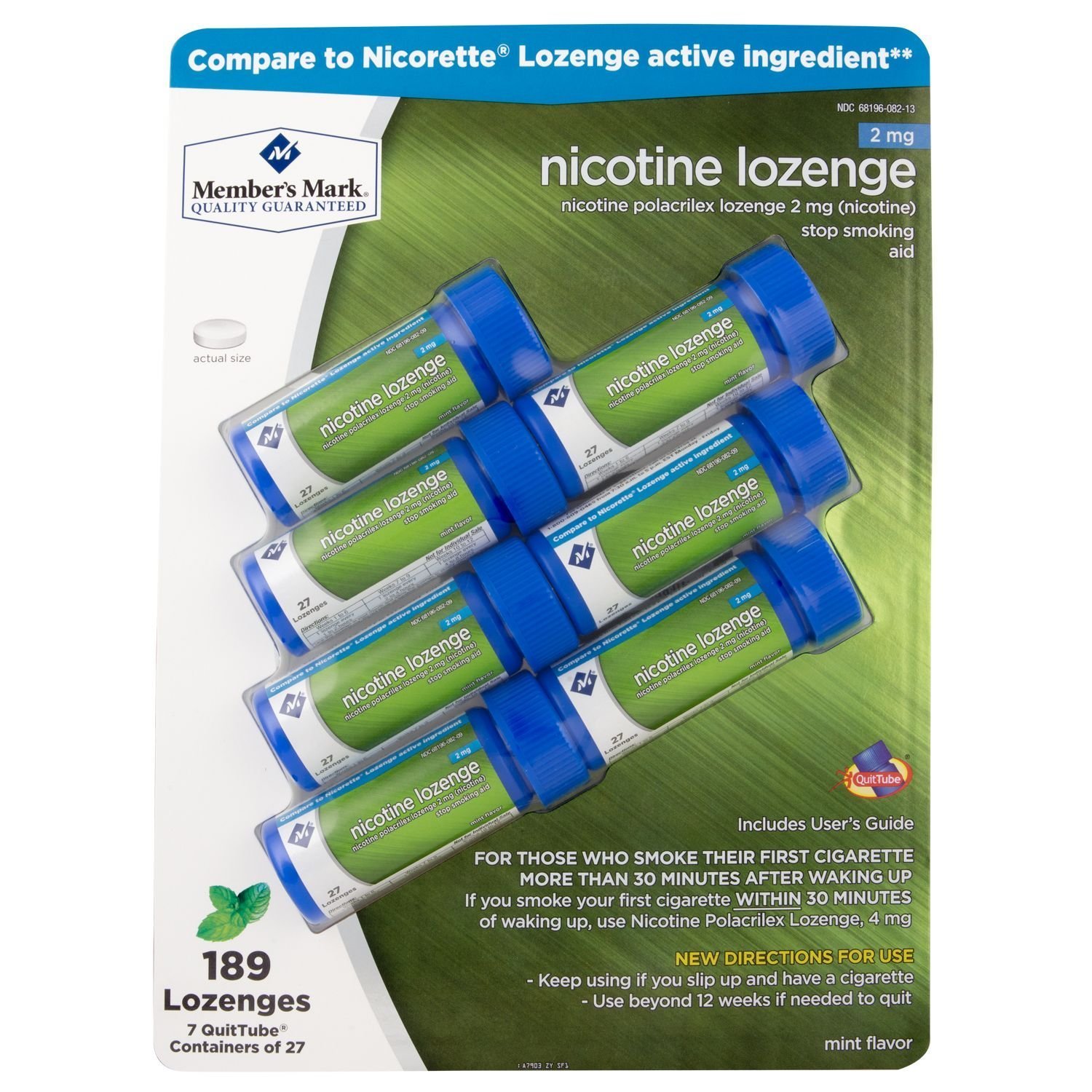 Members Mark anteriormente conocida como pastilla de nicotina Simply Right sabor menta 2 mg, 189 unidades