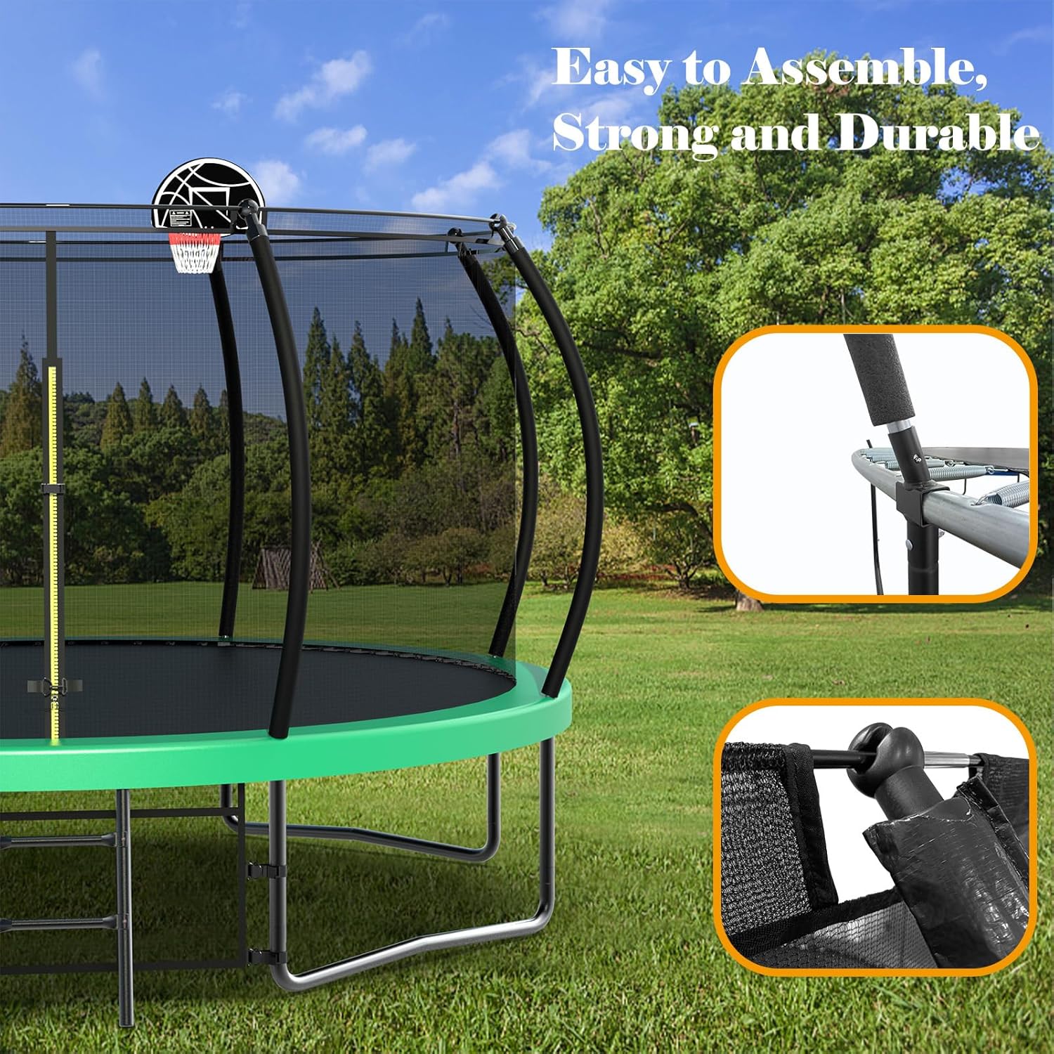 Livavege Trampolines 10FT Trampoline with Safety Enclosure Net & Ladder, Outdoor Trampoline for Kids and Adults with Heavy Duty Jumping Mat and