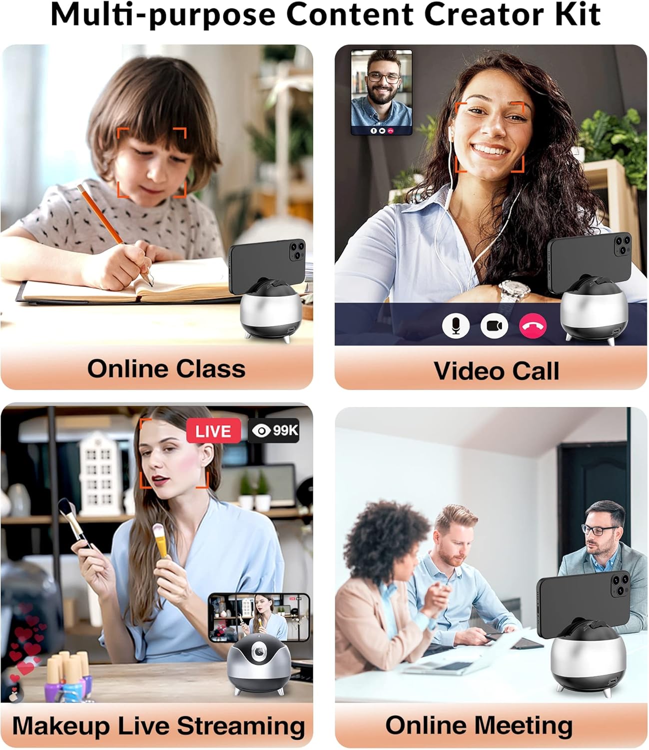 Trípode de cámara 360 con seguimiento facial automático para teléfono celular giratorio con control remoto, iyesku de 2 ejes, reconocimiento facial