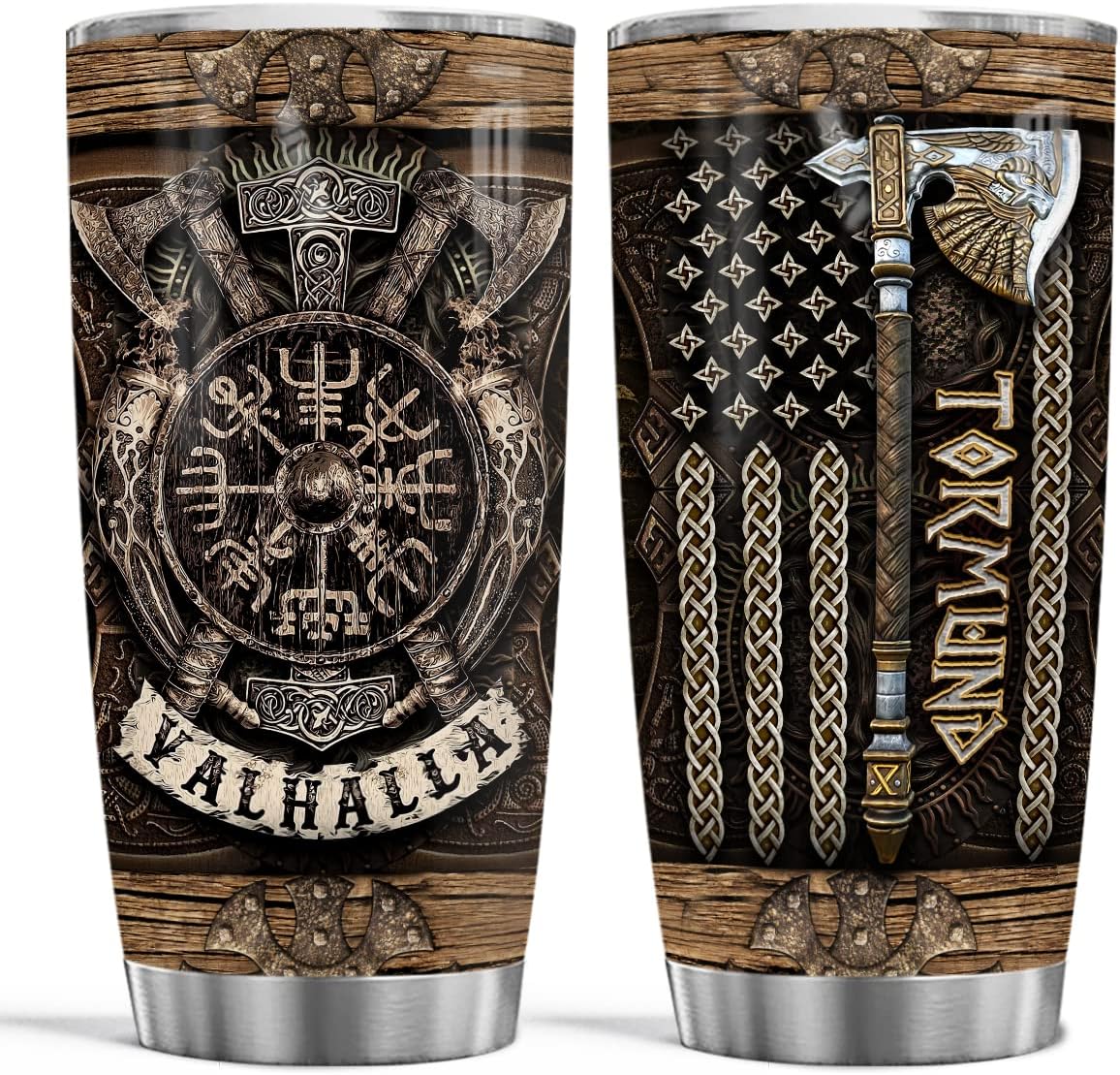 wowcugi Regalos vikingos personalizados, vaso vikingo de 20 onzas, 30 onzas, bandera de los vikingos nórdicos americanos, taza de viaje, taza de