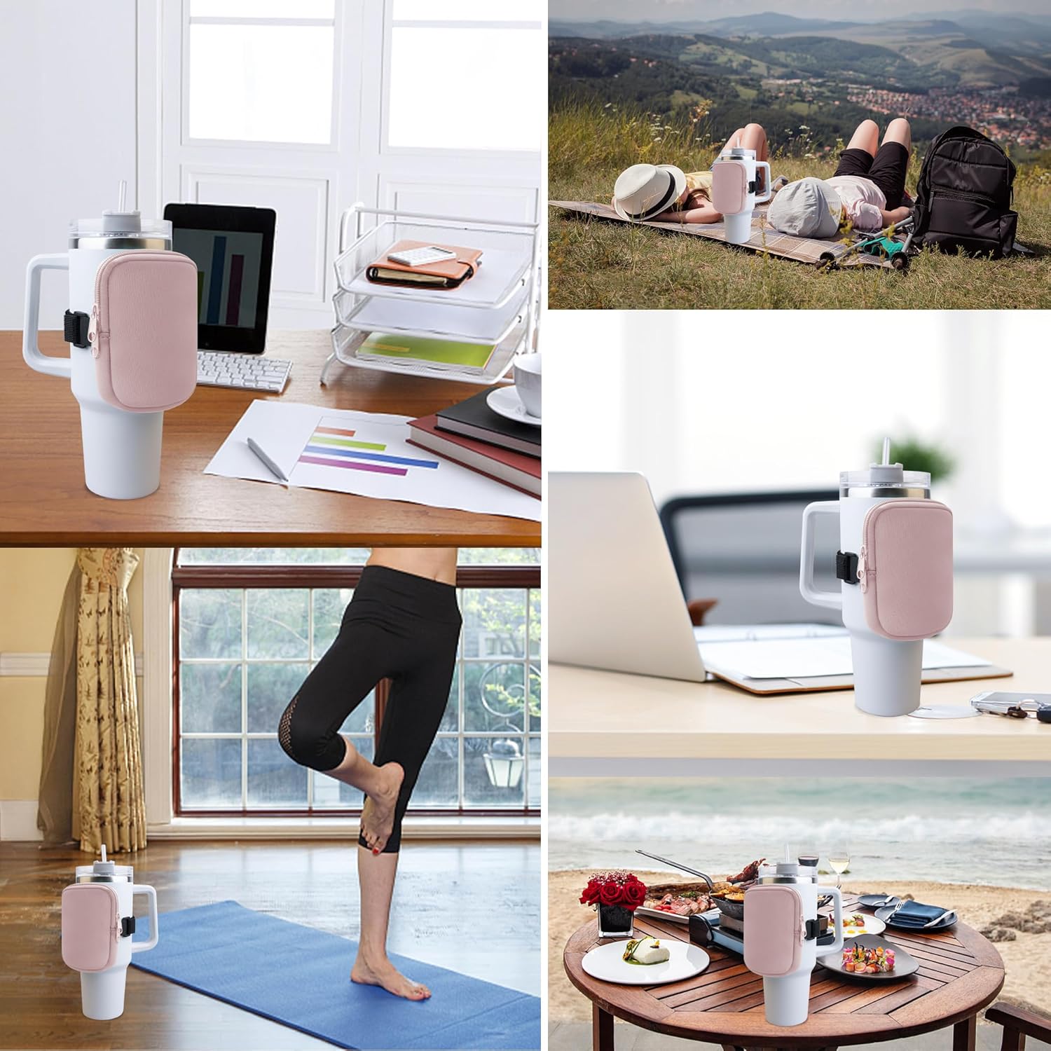 Bolsa para botella de agua Stanley de 40 onzas con asa, accesorios de gimnasio para mujer, bolsa para cinturón compatible con StanleySimple Modern