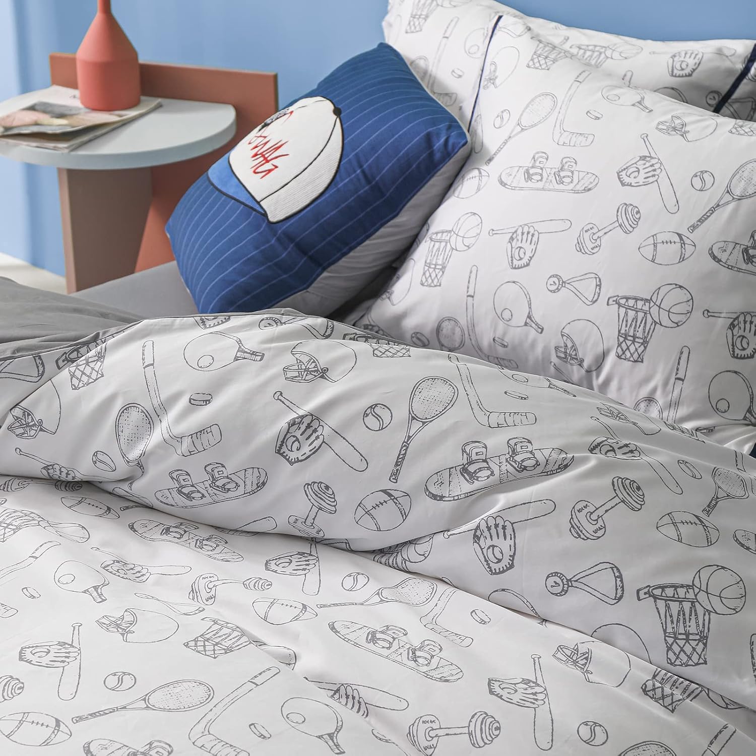 Simple&Opulence Funda de edredón 100% algodón orgánico para niños y adolescentes, funda de edredón suave de 3 piezas con cierre de cremallera, juego
