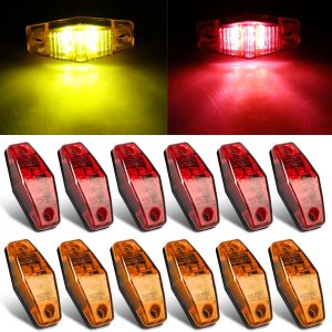 Linkstyle 12 luces LED de marcador lateral, 12 V, impermeable, marcador de remolque, luz rojaámbar, luces universales de espacio para montaje en Linkstyle 12 luces LED de marcador lateral, 12 V, impermeable, marcador de remolque, luz rojaámbar, luces universales de espacio para montaje en