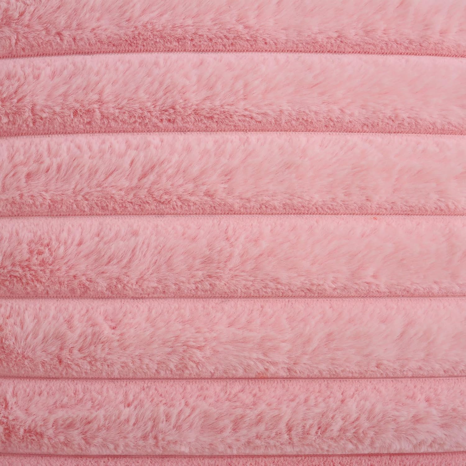 FUTEI – Juego de 2 fundas de almohada decorativas con rayas de color rosado, 24 x 24 pulgadas, cuadradas y primaverales, piel sintética de conejo