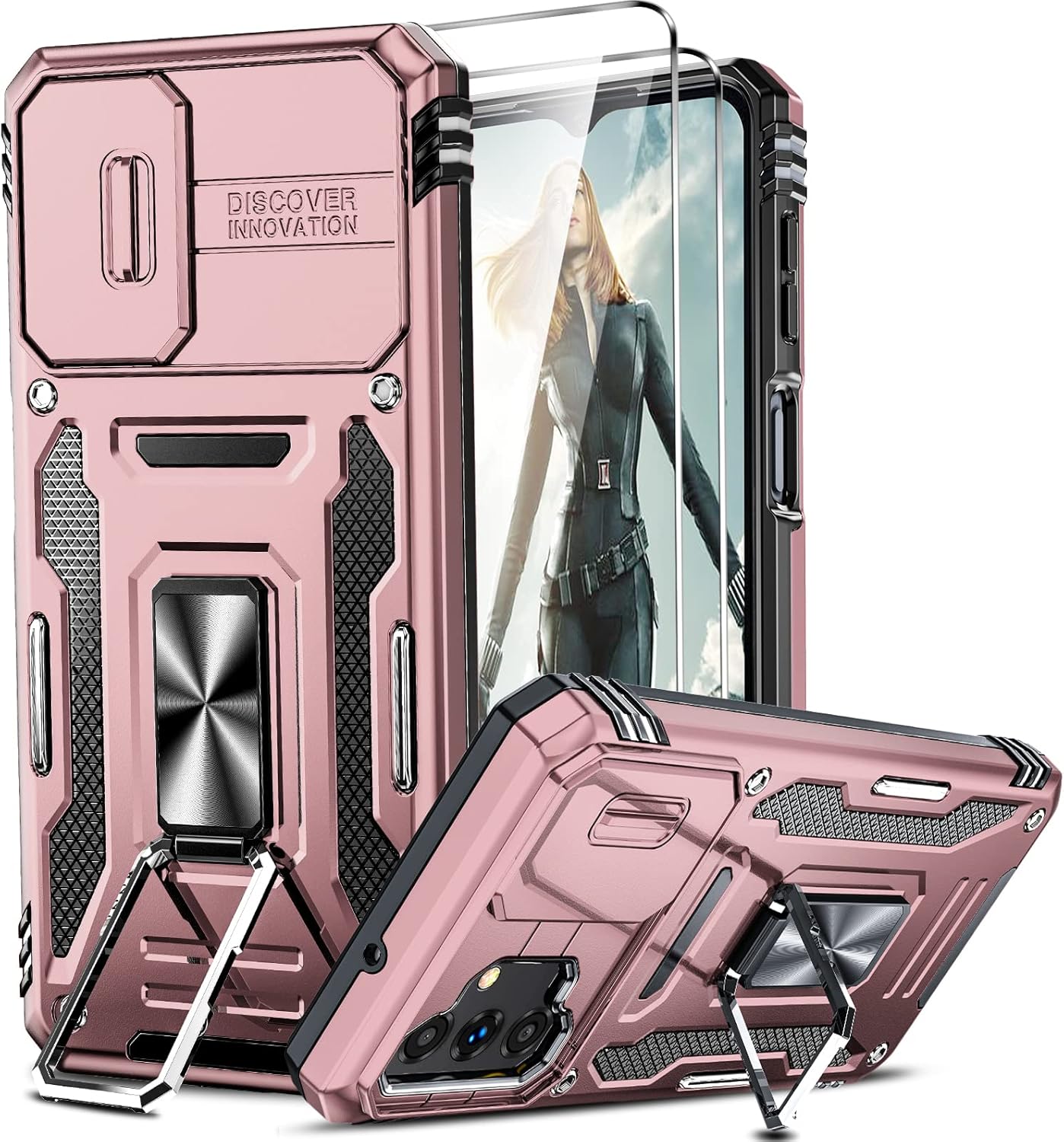 LeYi Funda para Galaxy A13 5G funda Samsung A13 con cubierta deslizante para cámara + 2 paquetes protector de pantalla, funda de teléfono de grado