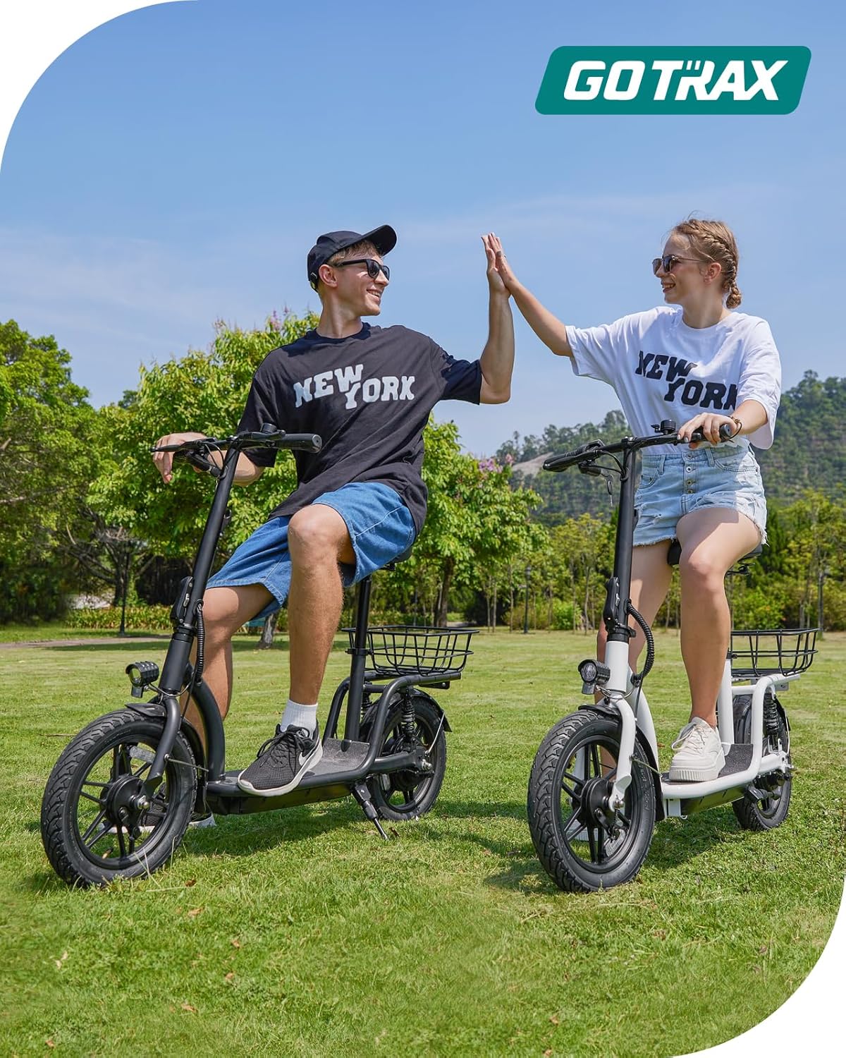 Gotrax Astro – Patinete eléctrico con asiento, neumático de 14 pulgadas y rango de 19 millas y potencia de 15.5 Mph por motor de 350 W, cómoda