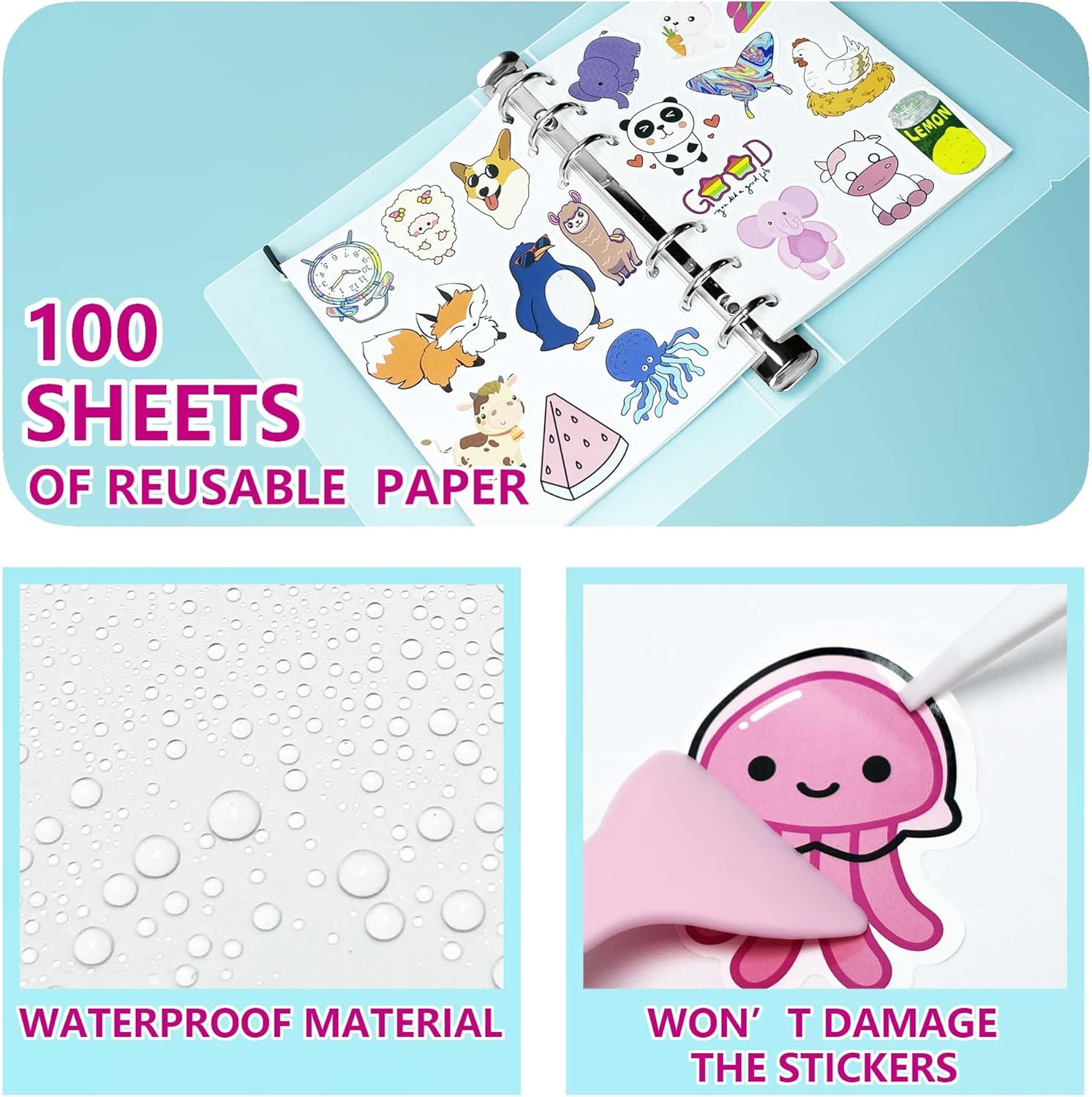 Álbum de recolección de calcomanías reutilizables de búsqueda rápida, libro de calcomanías A6 para adultos, niñas y niños, álbum de recolección de