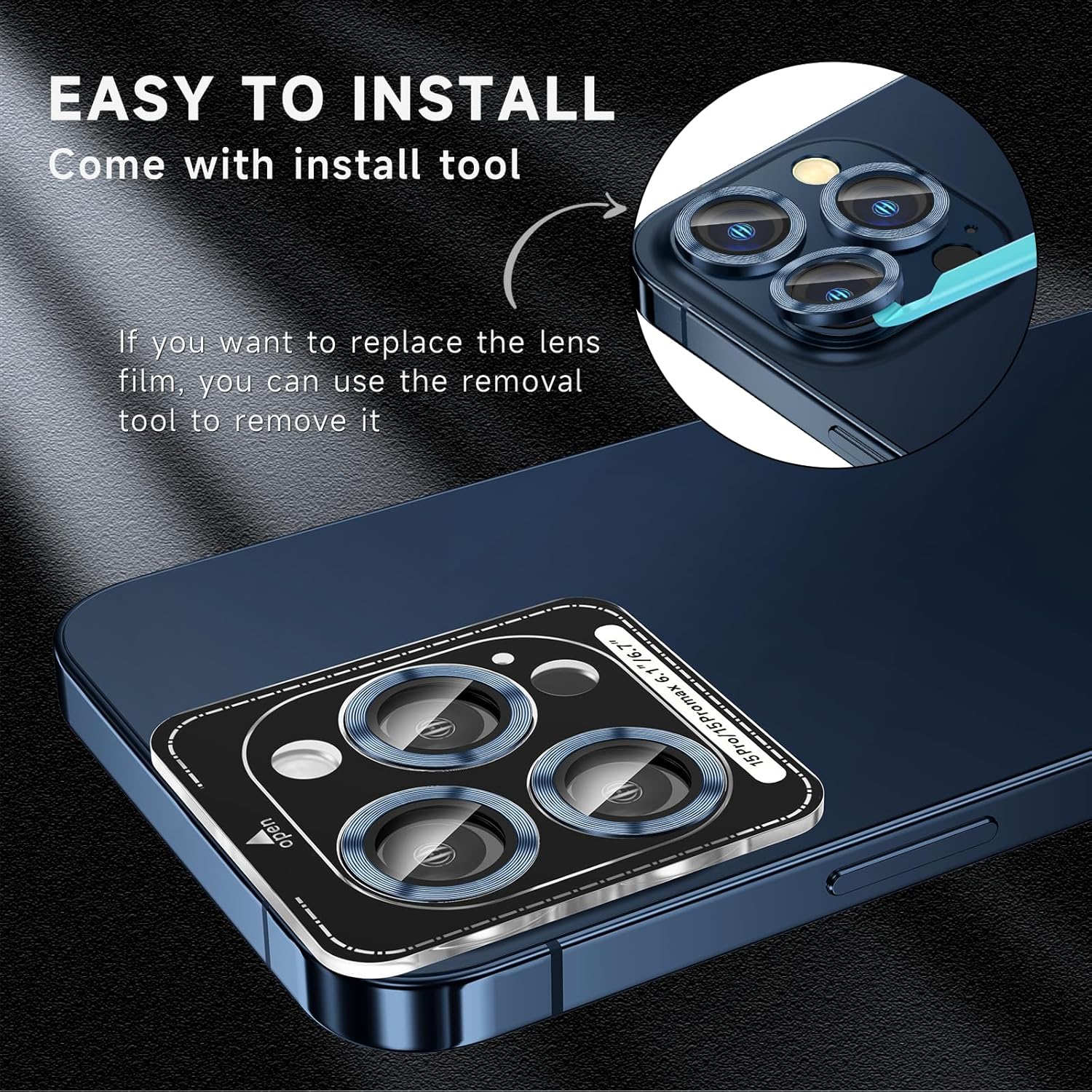 3+1 para iPhone 15 Pro MaxiPhone 15 Pro Protector de lente de cámara, vidrio templado 9H anti rayones Ultra HD, cubierta protectora de pantalla de