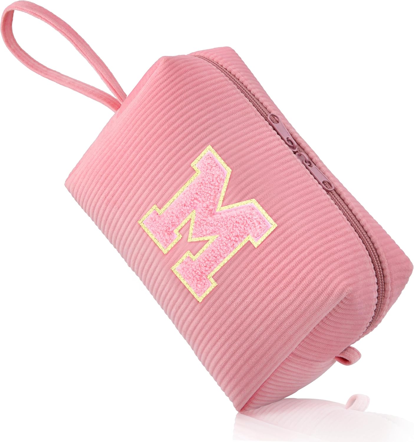 Bolsa de cosméticos pequeña para cosméticos, organizador de bolsas de maquillaje de pana rosa, bonitos regalos personalizados para mujeres, bolsa de