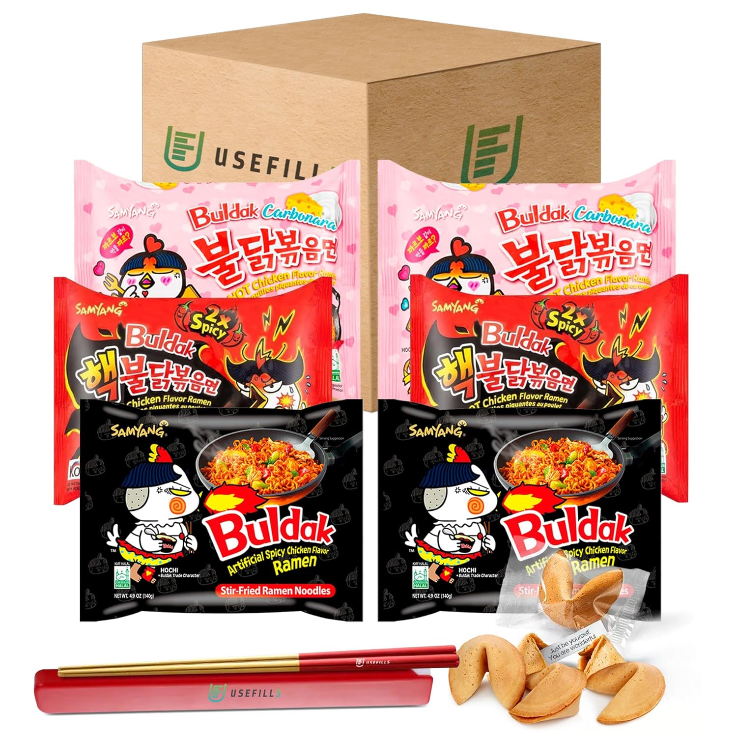 Buldak Ramen Fideos  Paquete de 6 fideos ramen coreanos  Buldak Ramen Carbonara Original 2X Fideos picantes Buldak Ramen Paquete variado  Incluye