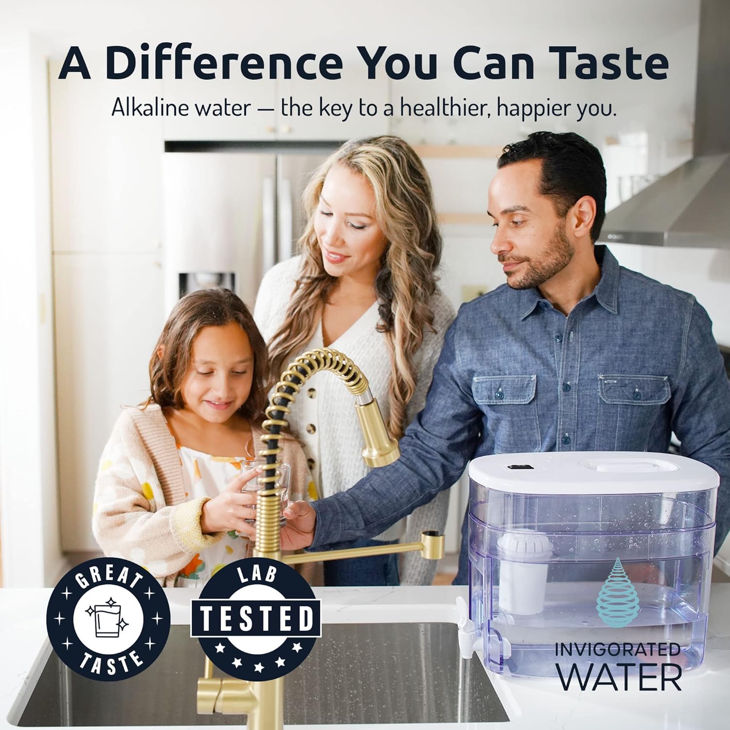 Invigorated Water Máquina de agua alcalina, sistema de filtro de agua alcalina, dispensador de filtro de agua de encimera para el hogar u oficina,