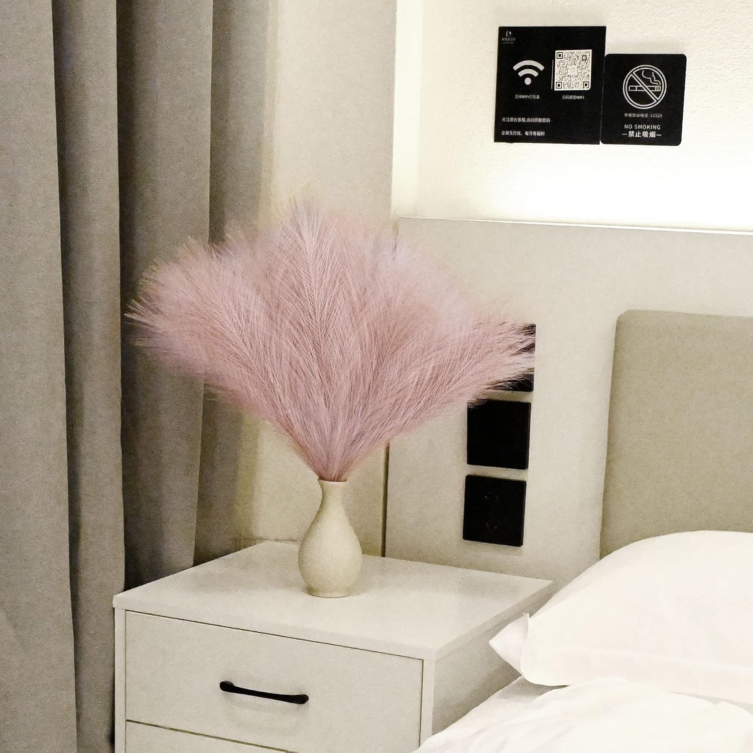 Arreglo de césped sintético de las pampas de 18 pulgadas, tallos de césped pomposo artificiales esponjosos para decoración bohemia chic del hogar y