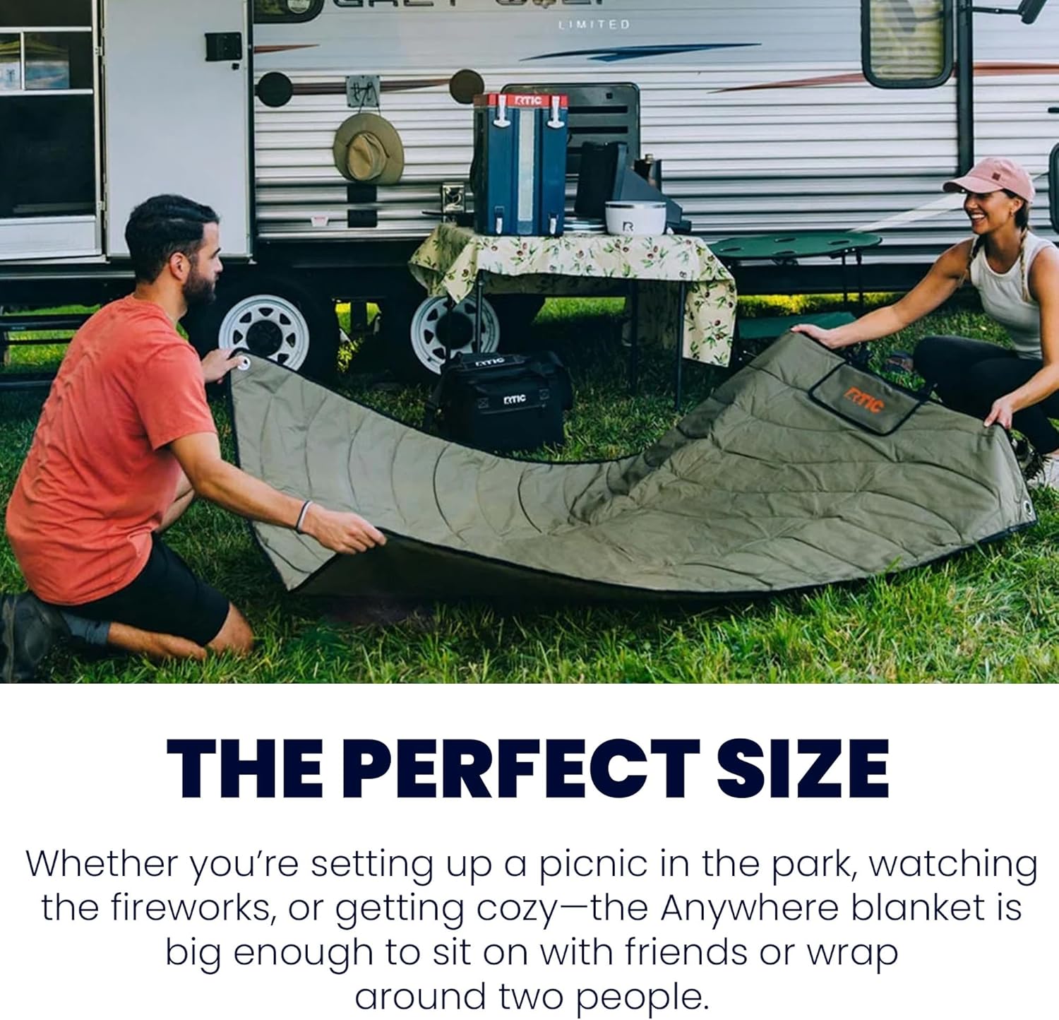 RTIC Anywhere – Manta impermeable portátil, alfombrilla acolchada para exteriores para picnic, playa, campamento, césped, parque, tiempo de juego,