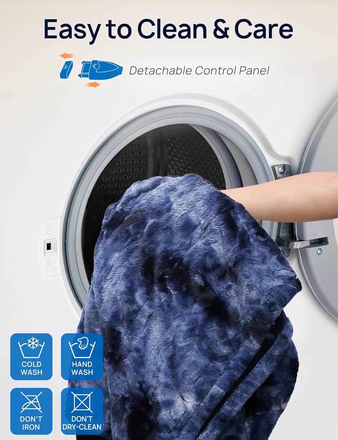 Westinghouse Manta eléctrica tamaño Queen, manta térmica de piel sintética con doble control, 10 niveles de calefacción y ajustes de 1 a 12 horas,