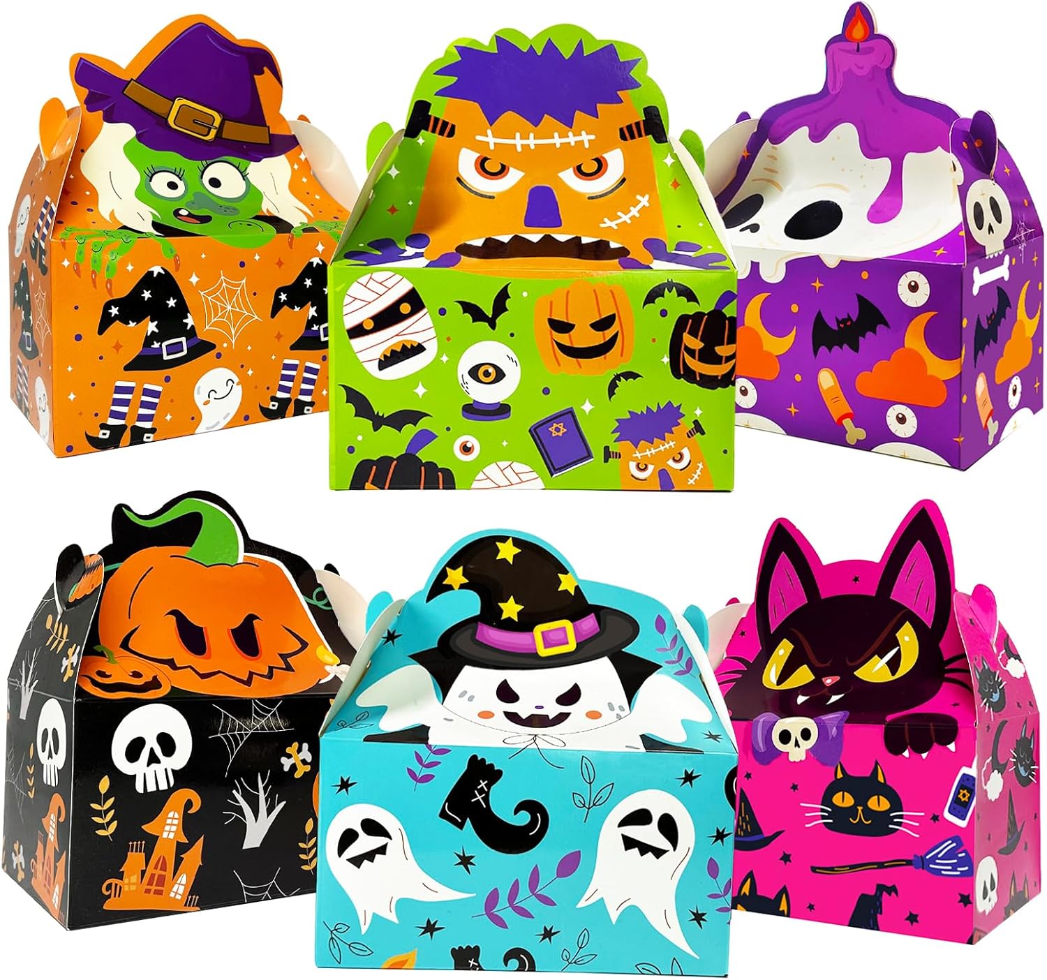 KiDEPOCH 24 cajas de cartón de Halloween, cajas de regalo divertidas para cajas de regalo de Halloween, características para dulces, aperitivos,