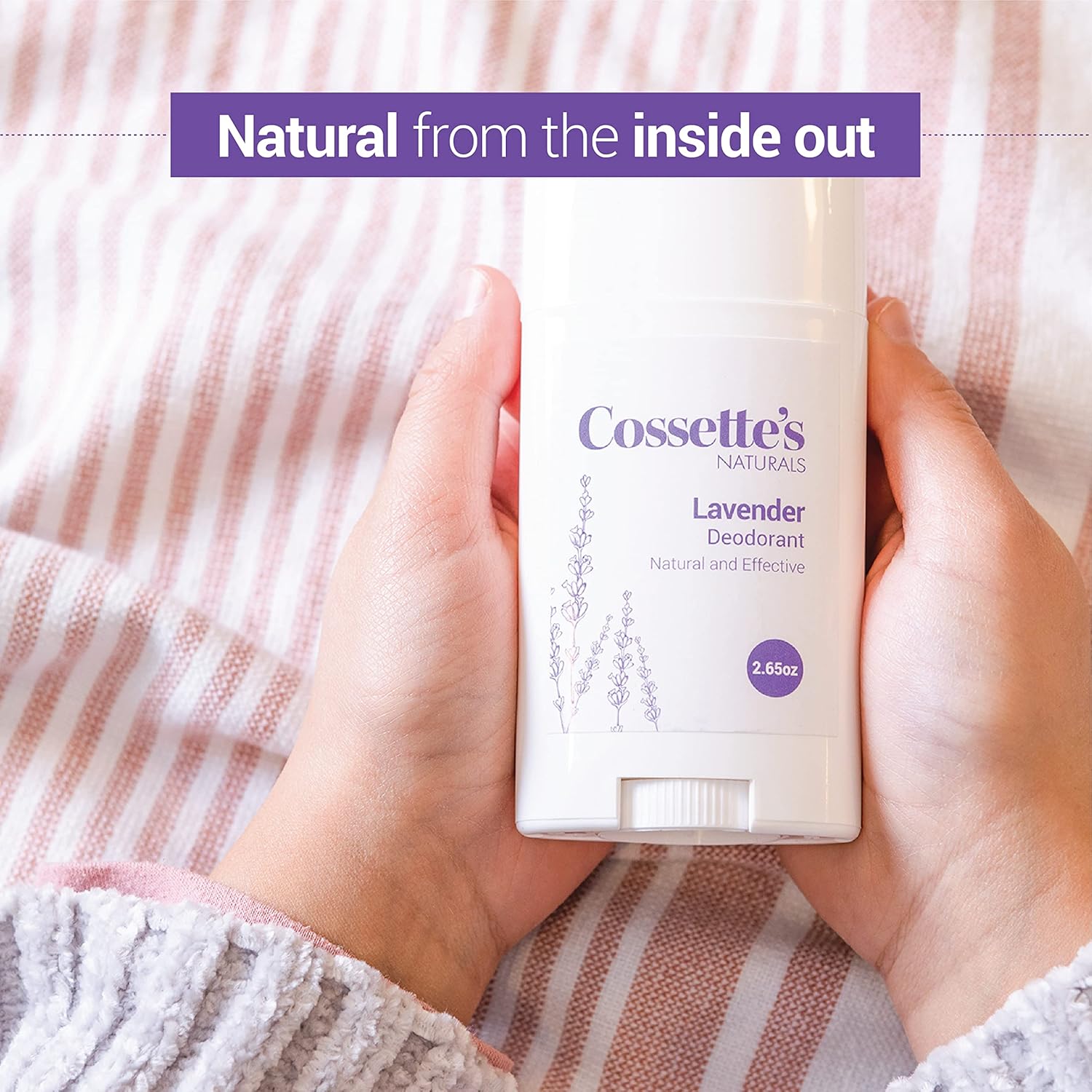 Cossette’s Naturals – Desodorante natural para hombres y mujeres, libre de aluminio y parabenos con aceites esenciales (lavanda, 2.65 oz (1 paquete))