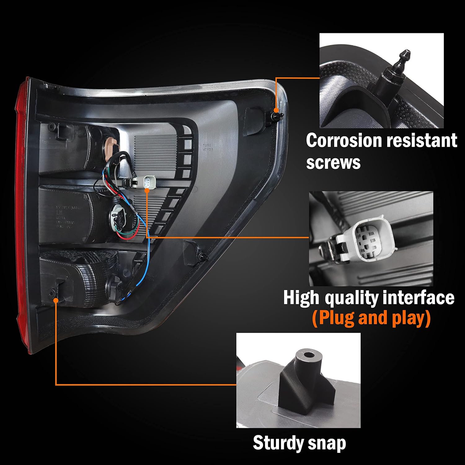 SENSHINE Conjunto de luz trasera para Ford F150 F-150, accesorios 2021 2022 2023, repuesto de lámpara trasera de freno estilo OE luces traseras