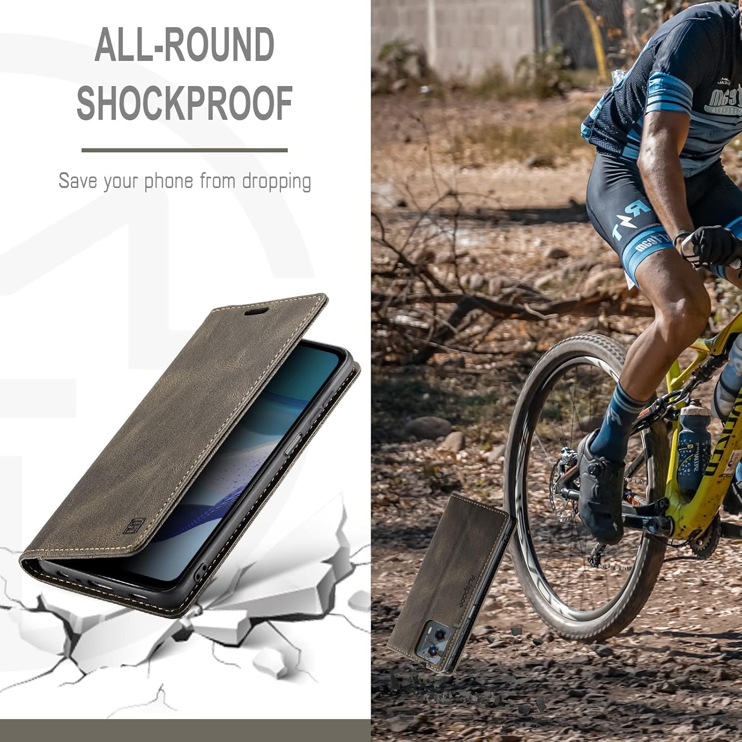 Hongxinyu Funda tipo cartera para Motorola G 5G 2023, funda de piel sintética con tapa para tarjetero, ranura para efectivo, bloqueo RFID, función