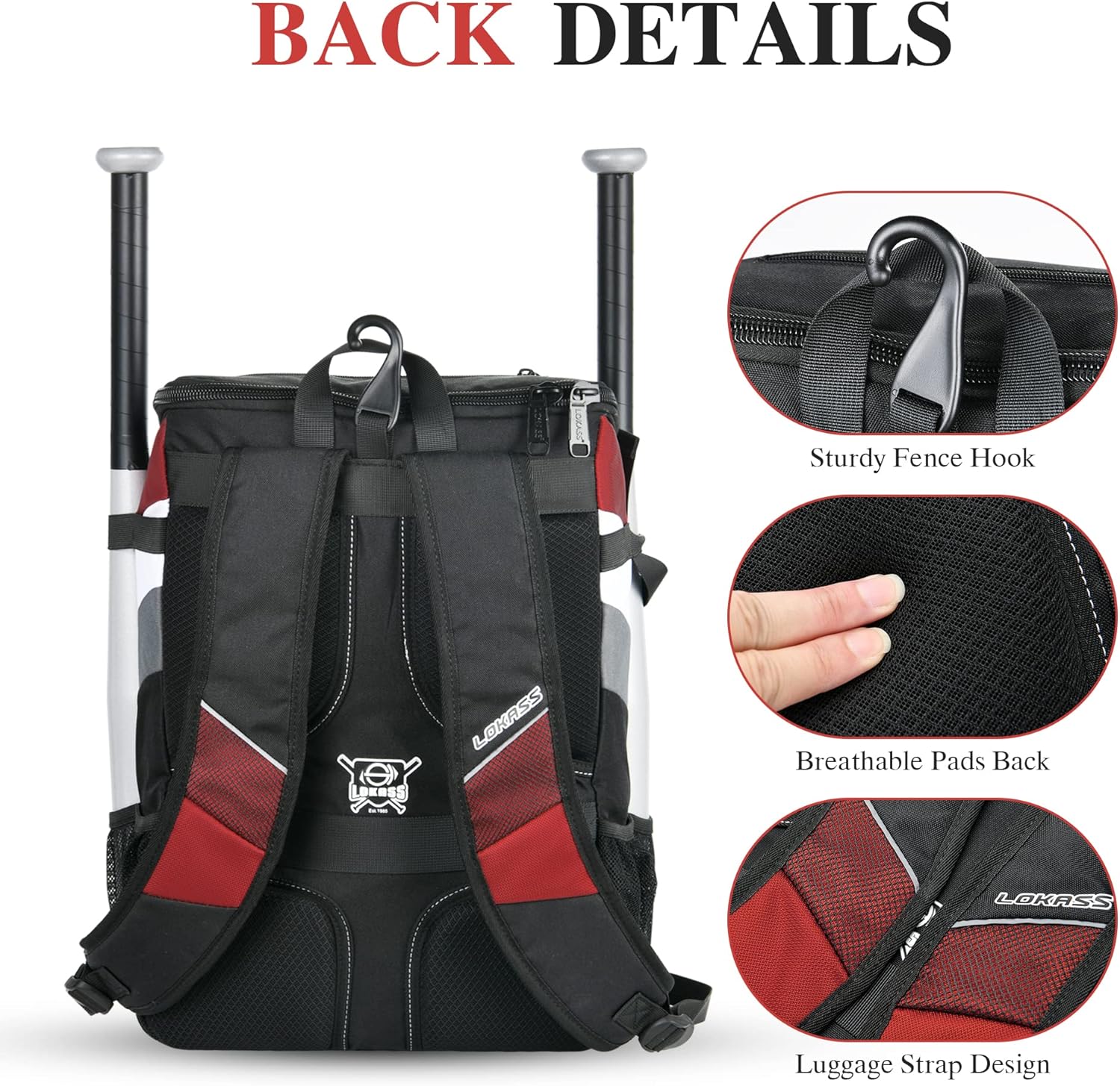 BAGNN Bolsa de béisbol para adultos y jóvenes, bolsa de béisbol de gran capacidad, bolsa de sóftbol ligera con compartimento para zapatos y gancho
