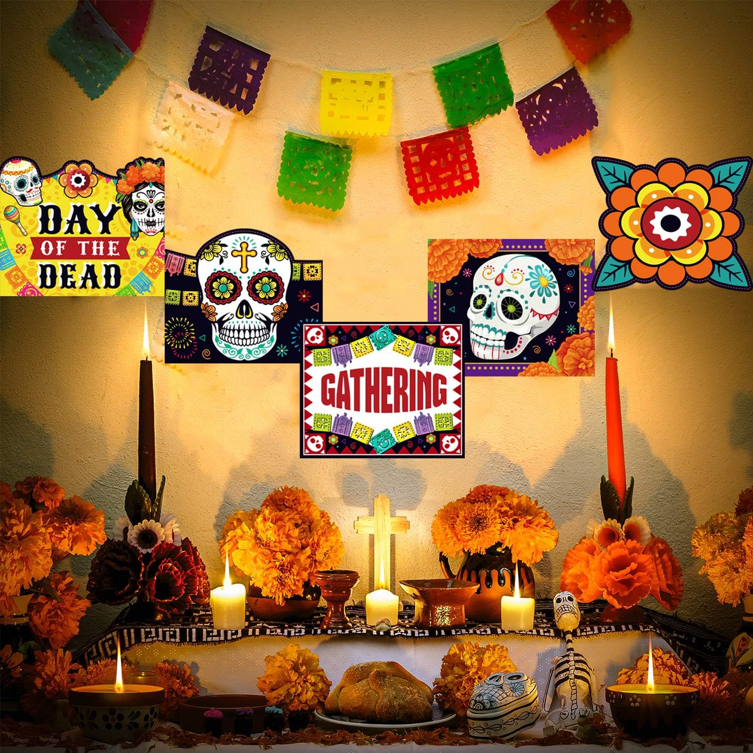 Decoración del Día de los Muertos Día de los Muertos, cartel laminado del Día de los Muertos, para interiores y exteriores, decoración mexicana,