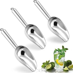 Herogo Juego de 3 mini cucharas de hielo de 3 onzas, cuchara pequeña de acero inoxidable para caramelosharinafrijolesalimentos de mascotascubitos de Herogo Juego de 3 mini cucharas de hielo de 3 onzas, cuchara pequeña de acero inoxidable para caramelosharinafrijolesalimentos de mascotascubitos de