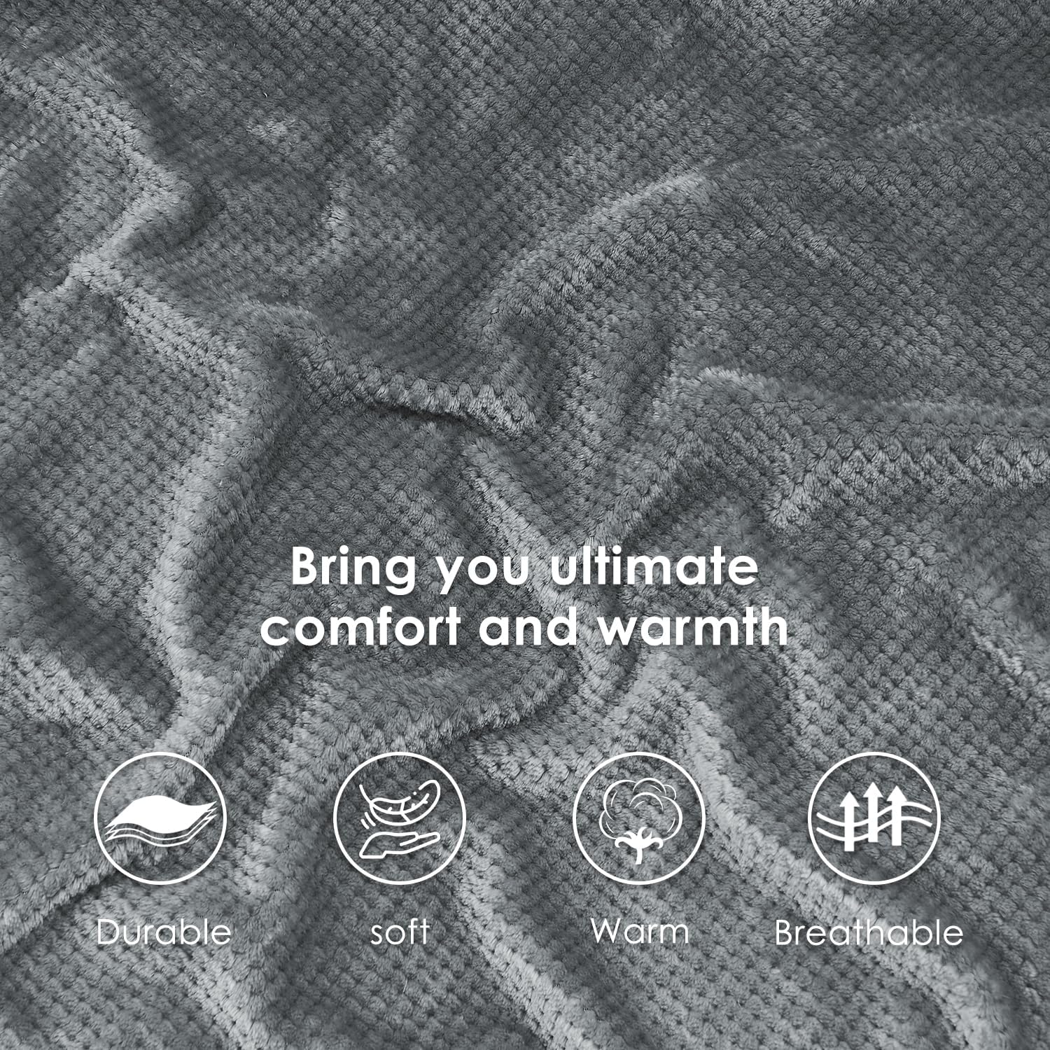 SOCHOW – Manta de forro polar Waffle Sherpa, muy suave, cálida y esponjosa, ligera, reversible, manta de felpa para cama, sofá