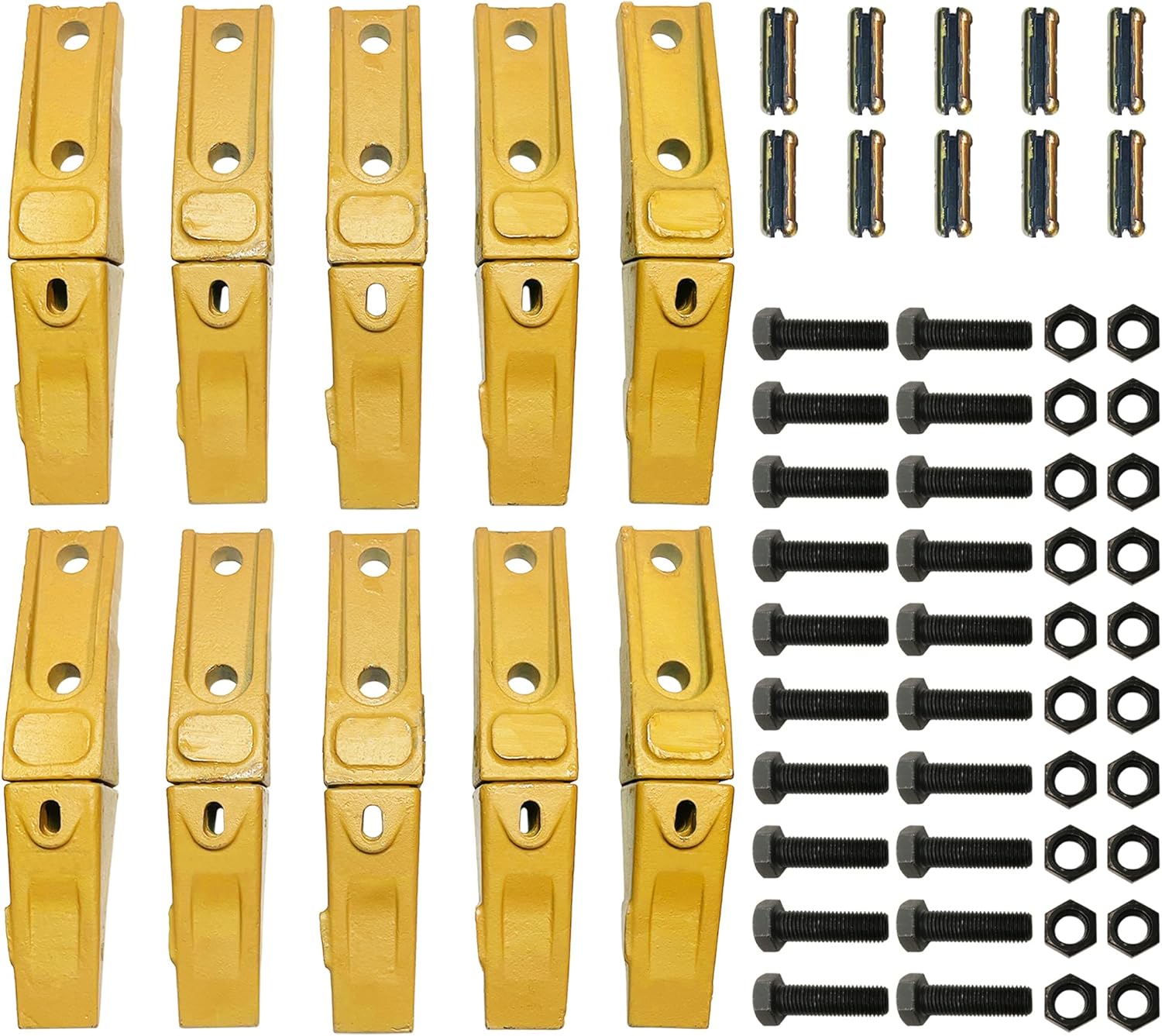 BDI Wear Parts 6737322Y, ensamblaje Bobcat estilo cubo dientes 6737325  adaptador 6737324  pasador flexible 6737326 perno y tuerca (10 juegos)