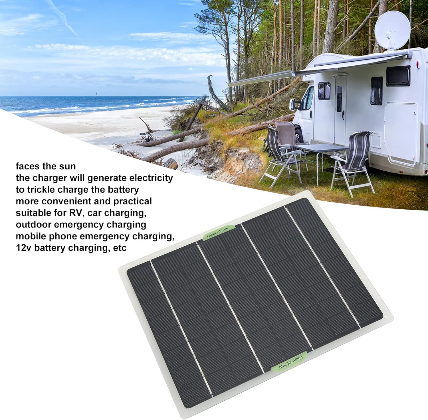 Panel solar de 10 W, mantenedor de batería de 12 voltios solar, mantenimiento de batería de 12 voltios solar, piezas de caravana, panel solar de 10