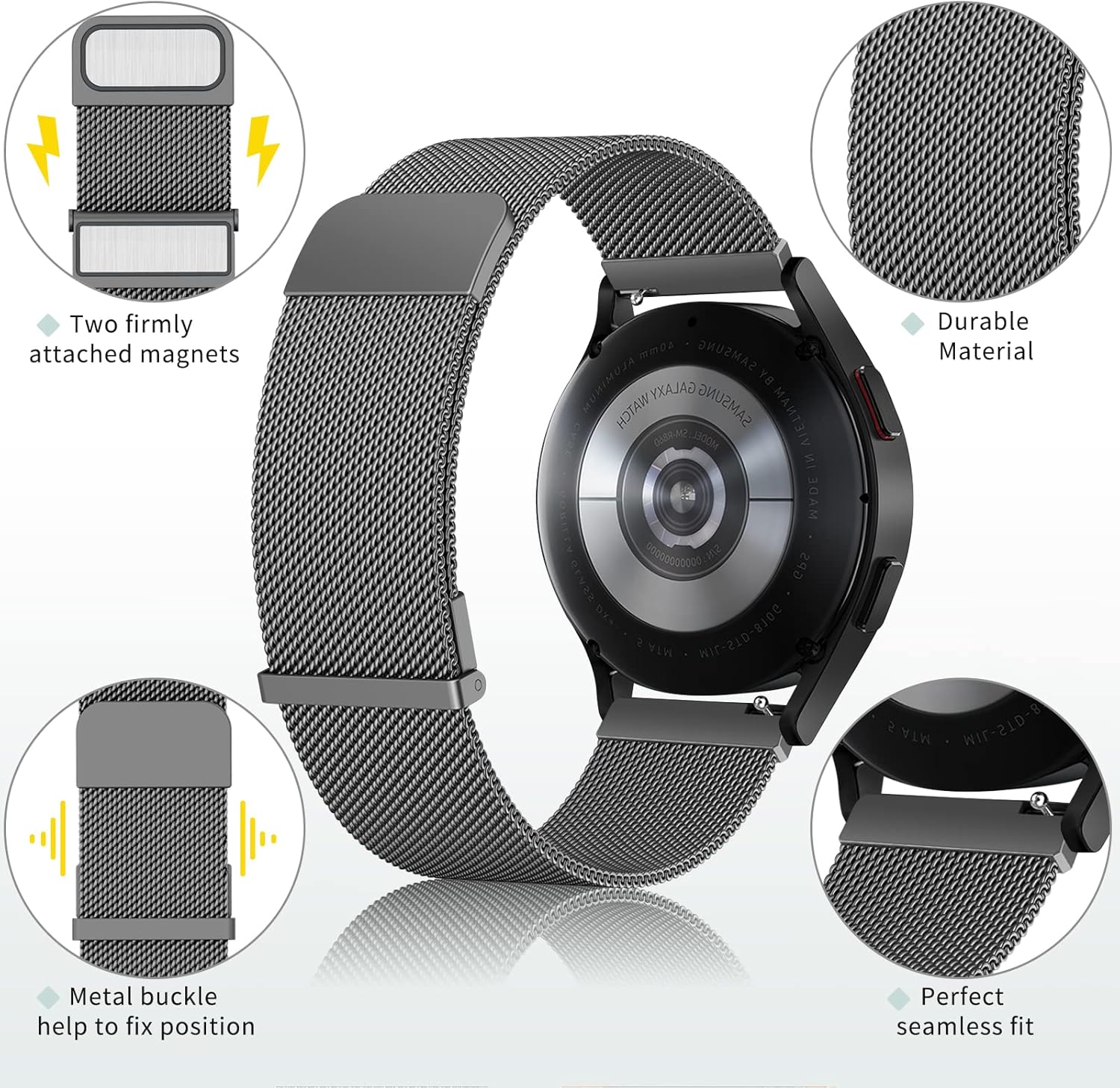 Meliya Correa de metal compatible con Garmin Venu 2 Plus, Venu Sq, Venu y Vivoactive 3, correa de repuesto de acero inoxidable para Garmin Vivomove
