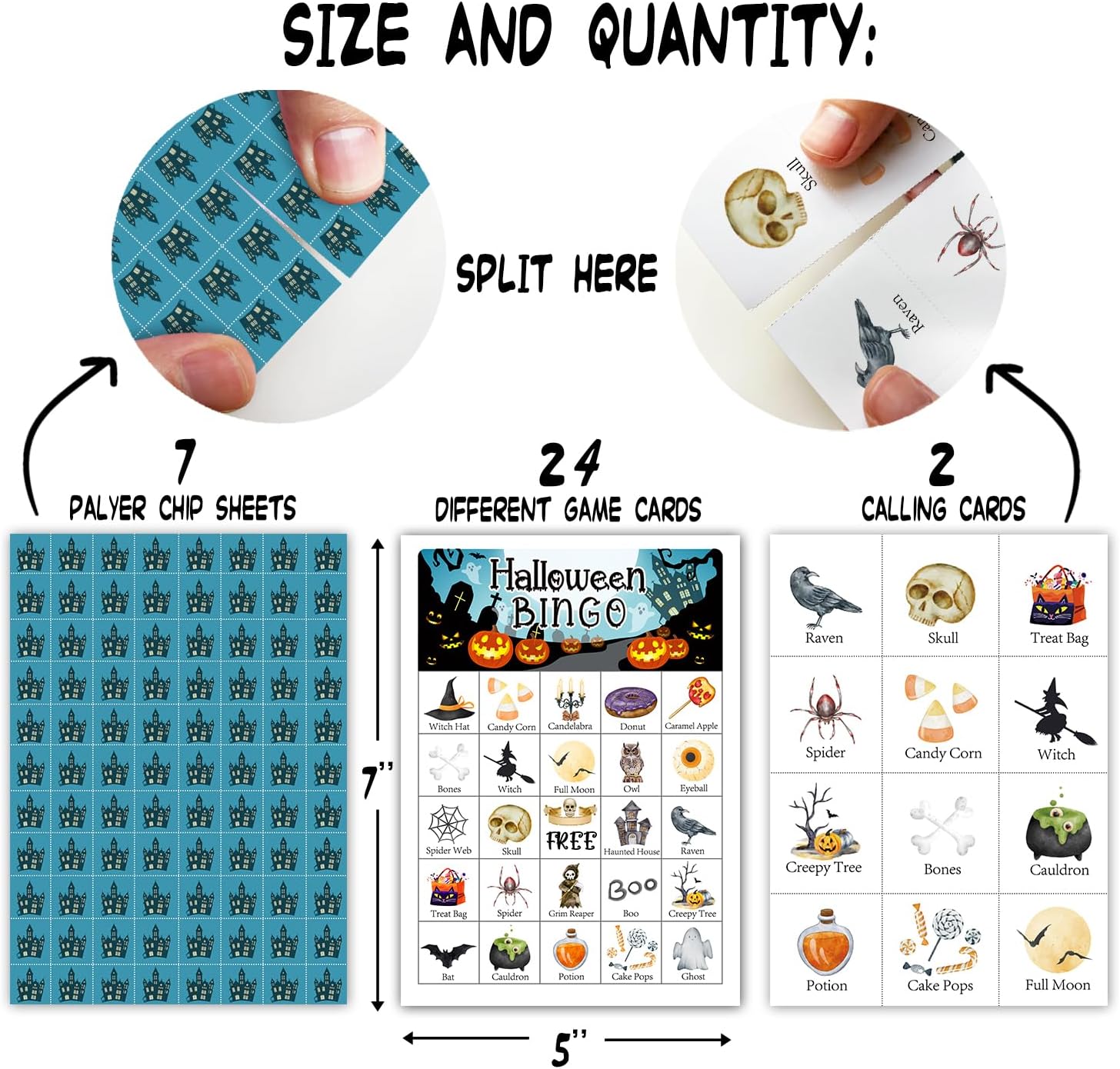 Tarjetas de juegos de fiesta de bingo de Halloween con 24 jugadores, juegos de fiesta de Halloween para niños, escuela, aula, suministros de fiesta,