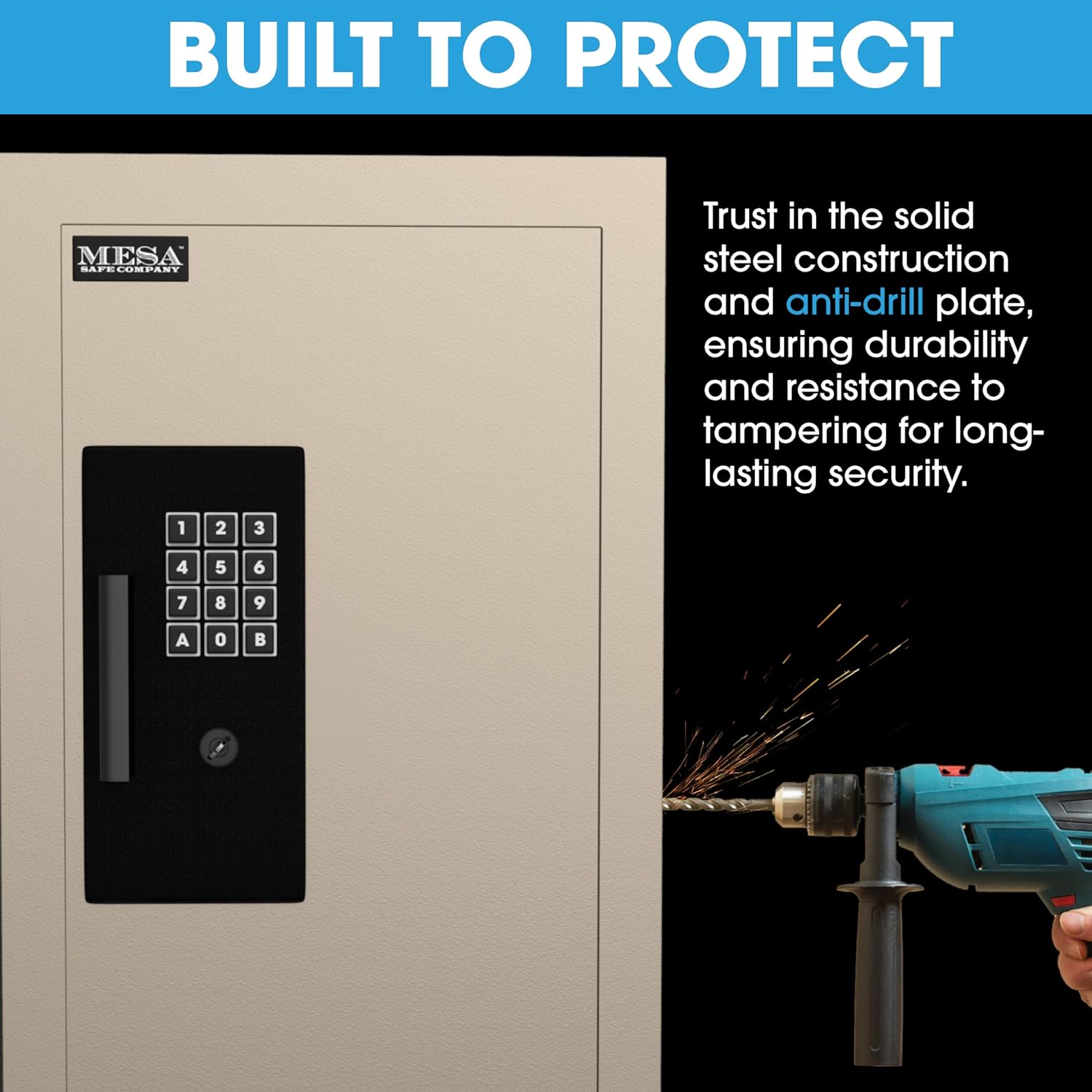 Mesa Safe – Caja fuerte de pared ajustable de acero, 0.3-0.7 pies cúbicos
