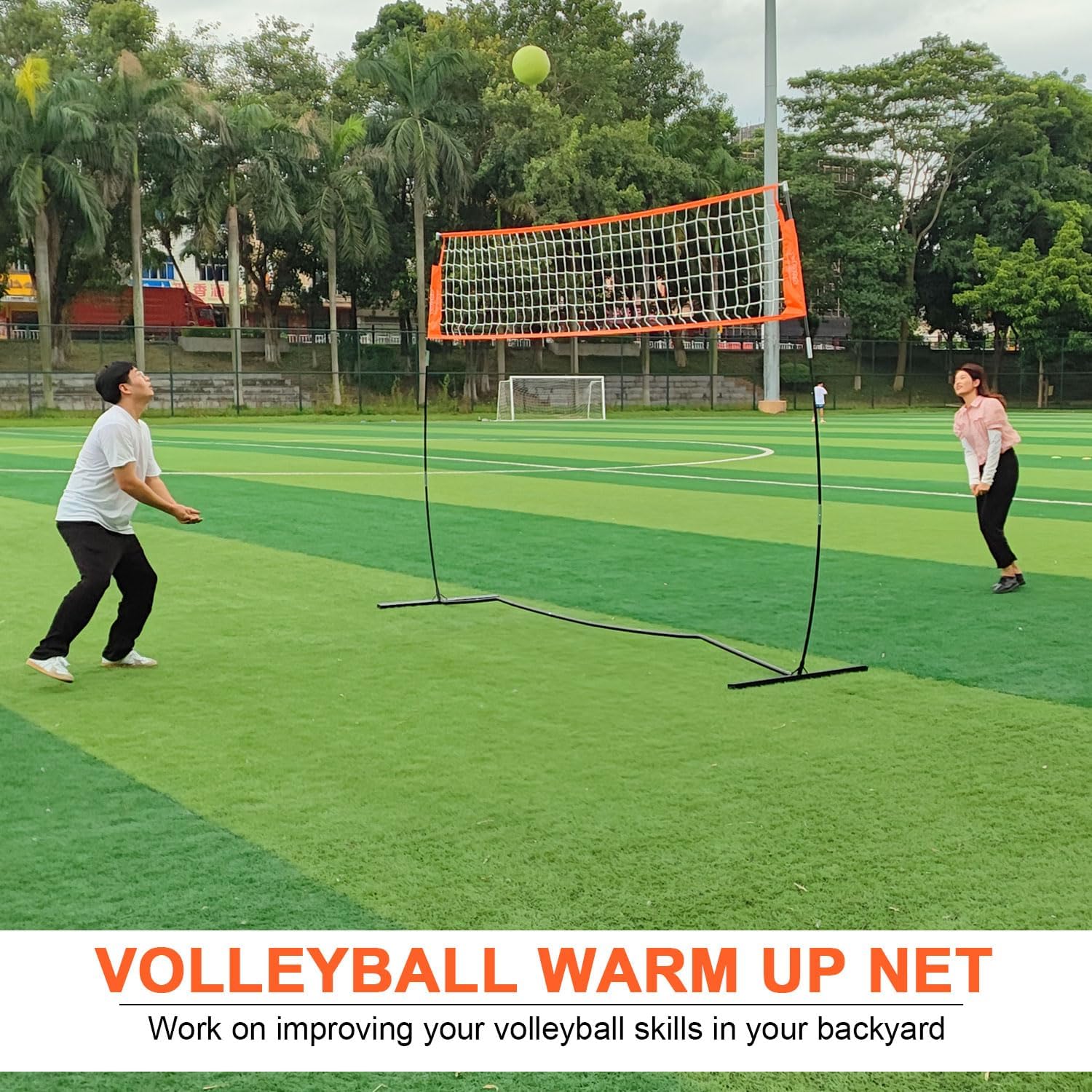 Red de entrenamiento de voleibol portátil de 12 pies para golpear o servir taladros, red de práctica de voleibol independiente para exteriores e